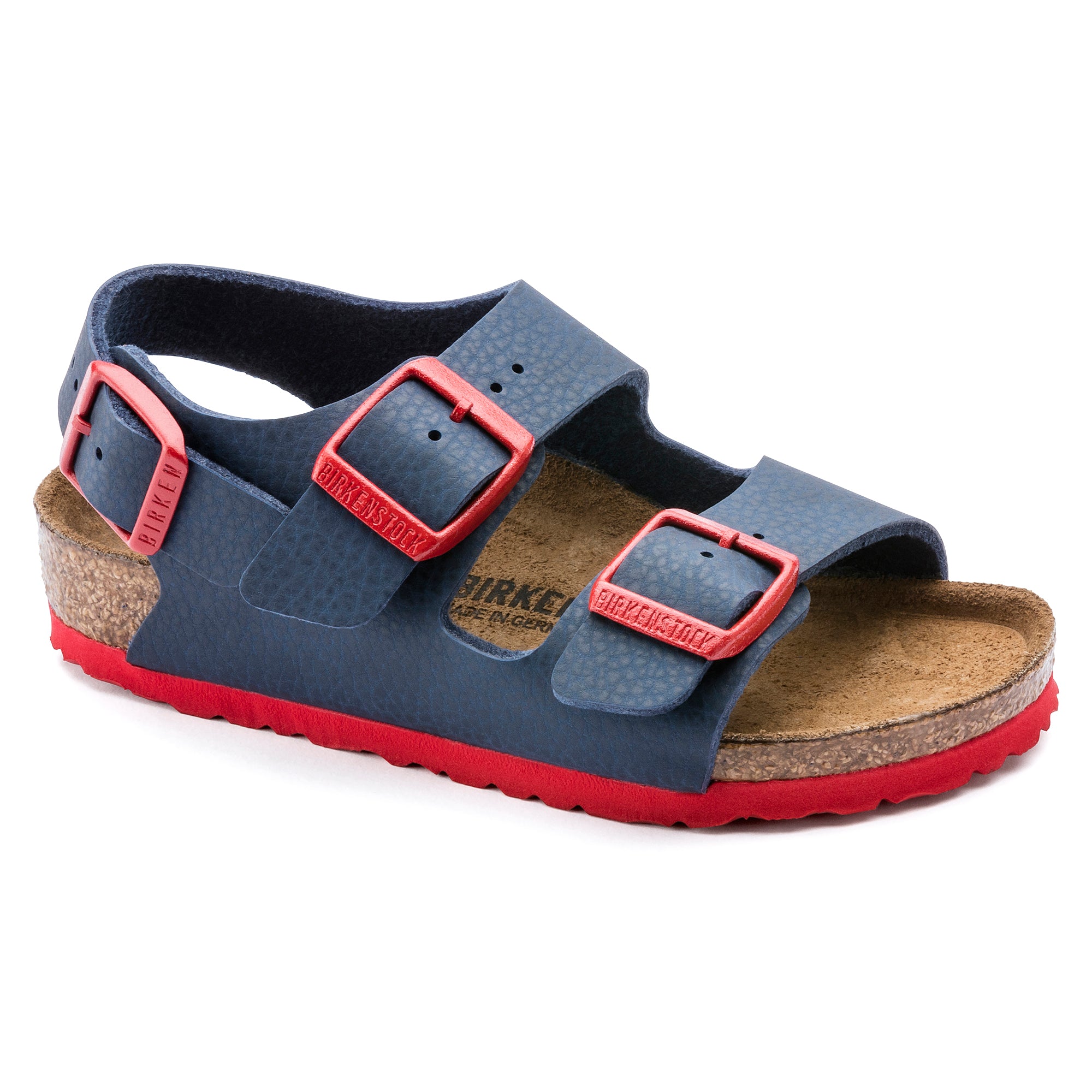 Birkenstock Limited Edition Kids Milano desert soil blue/red Birko-Flor