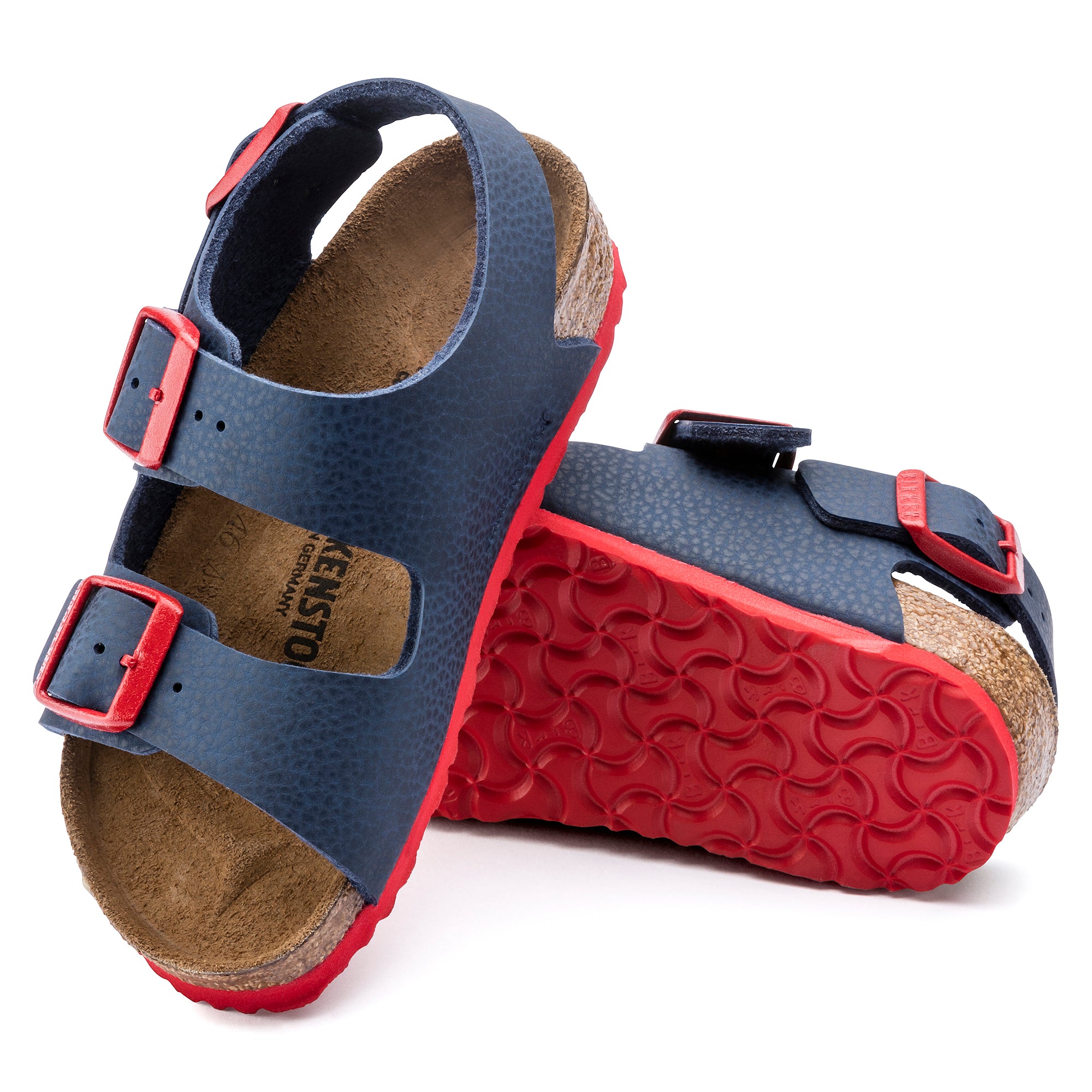 Birkenstock Kids Milano desert soil blue/red Birko-Flor