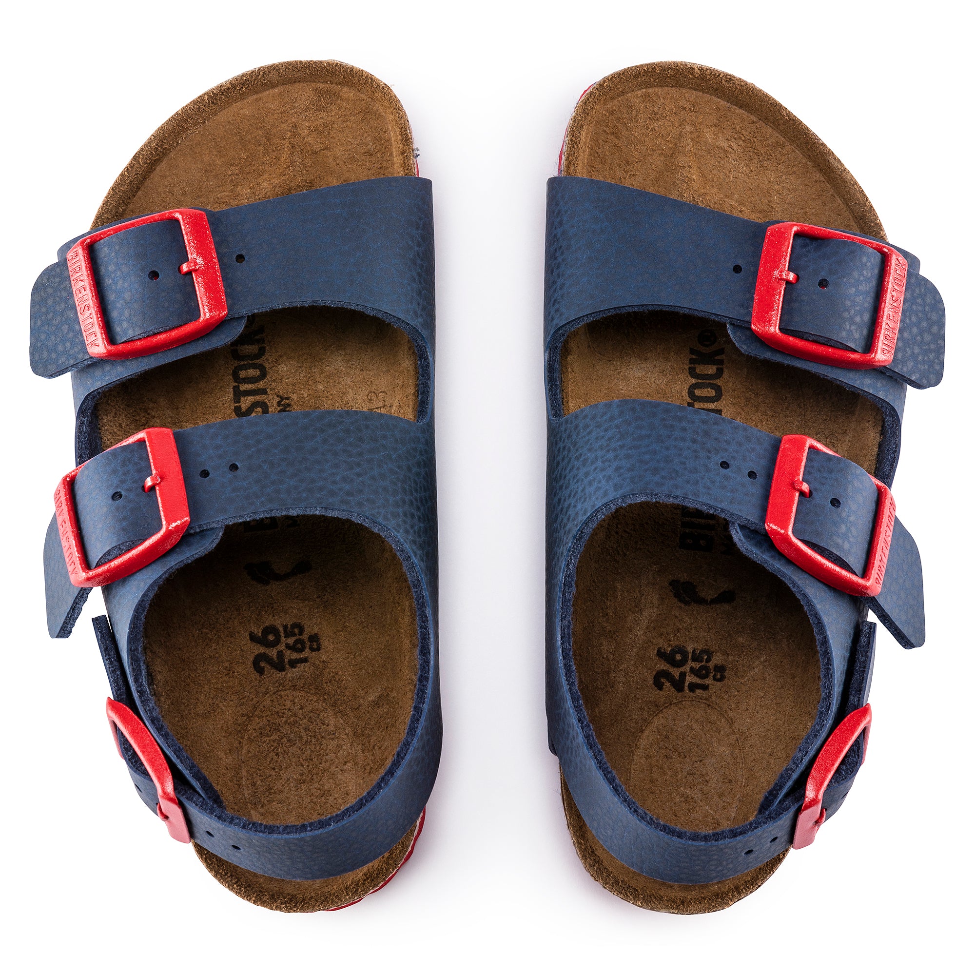 Birkenstock Kids Milano desert soil blue/red Birko-Flor