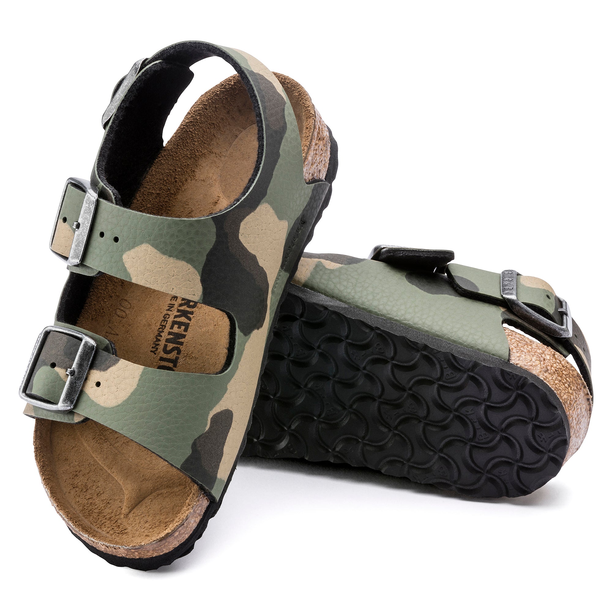 Birkenstock Kids Milano desert soil camo khaki Birko-Flor