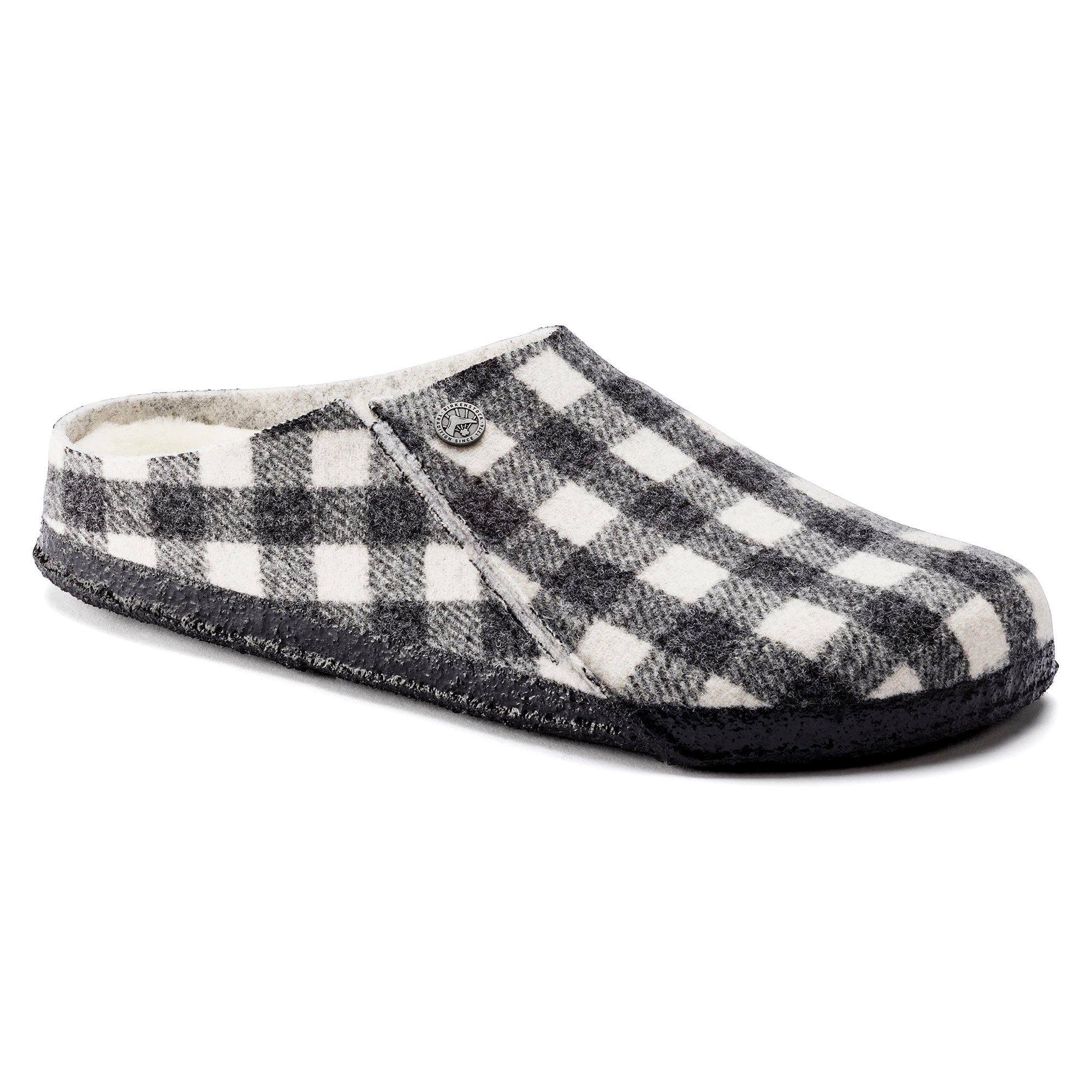 Birkenstock Zermatt Shearling plaid white wool/natural shearling