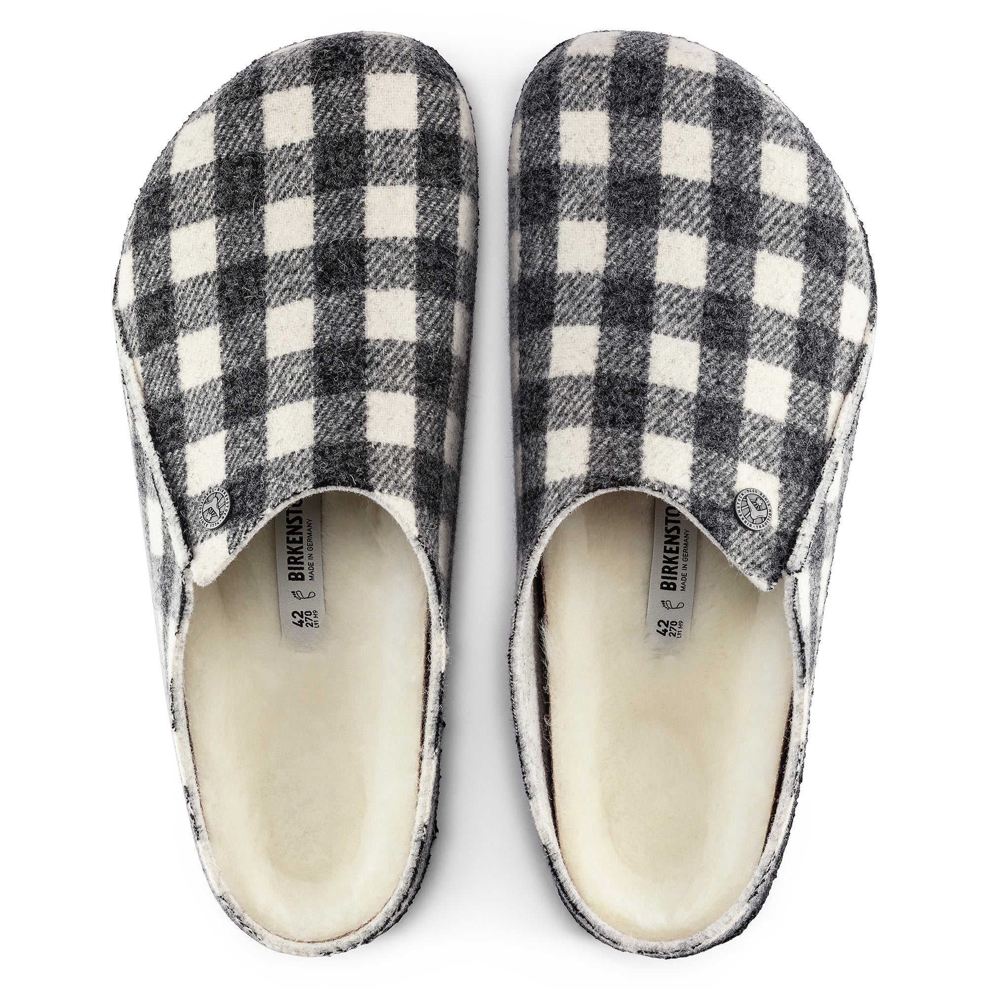 Birkenstock Zermatt Shearling plaid white wool/natural shearling