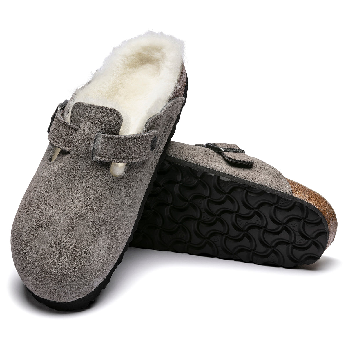 Birkenstock Boston Shearling stone coin suede/natural shearling
