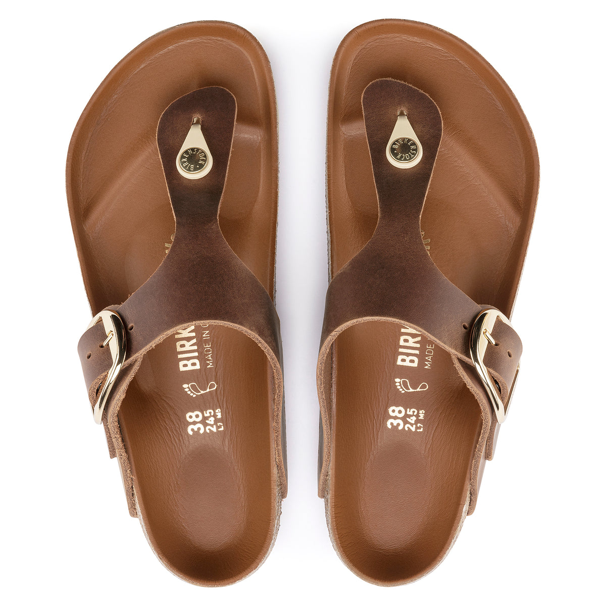 Birkenstock Gizeh Big Buckle cognac oiled leather