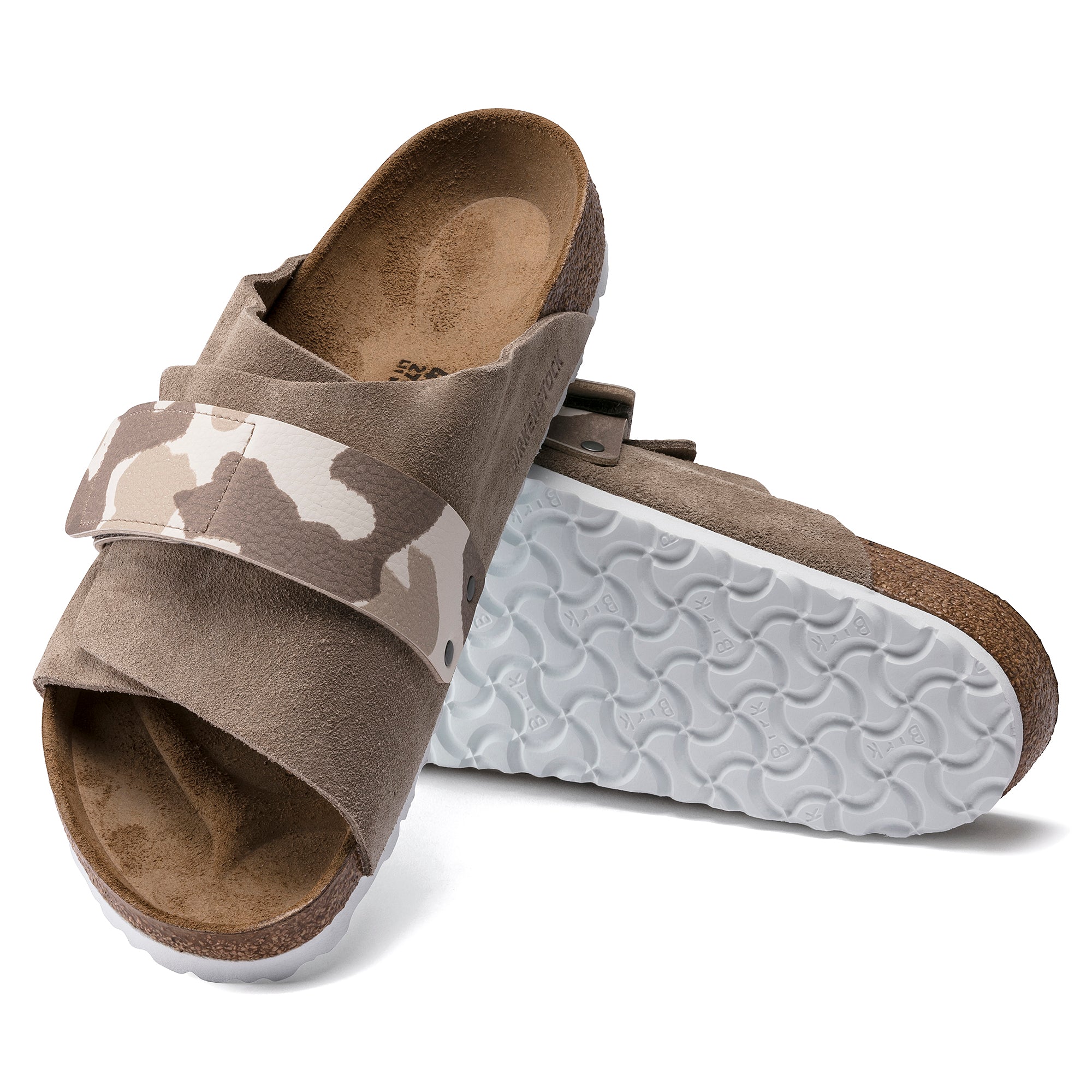 Birkenstock Kyoto gray taupe suede/camo Birko-Flor