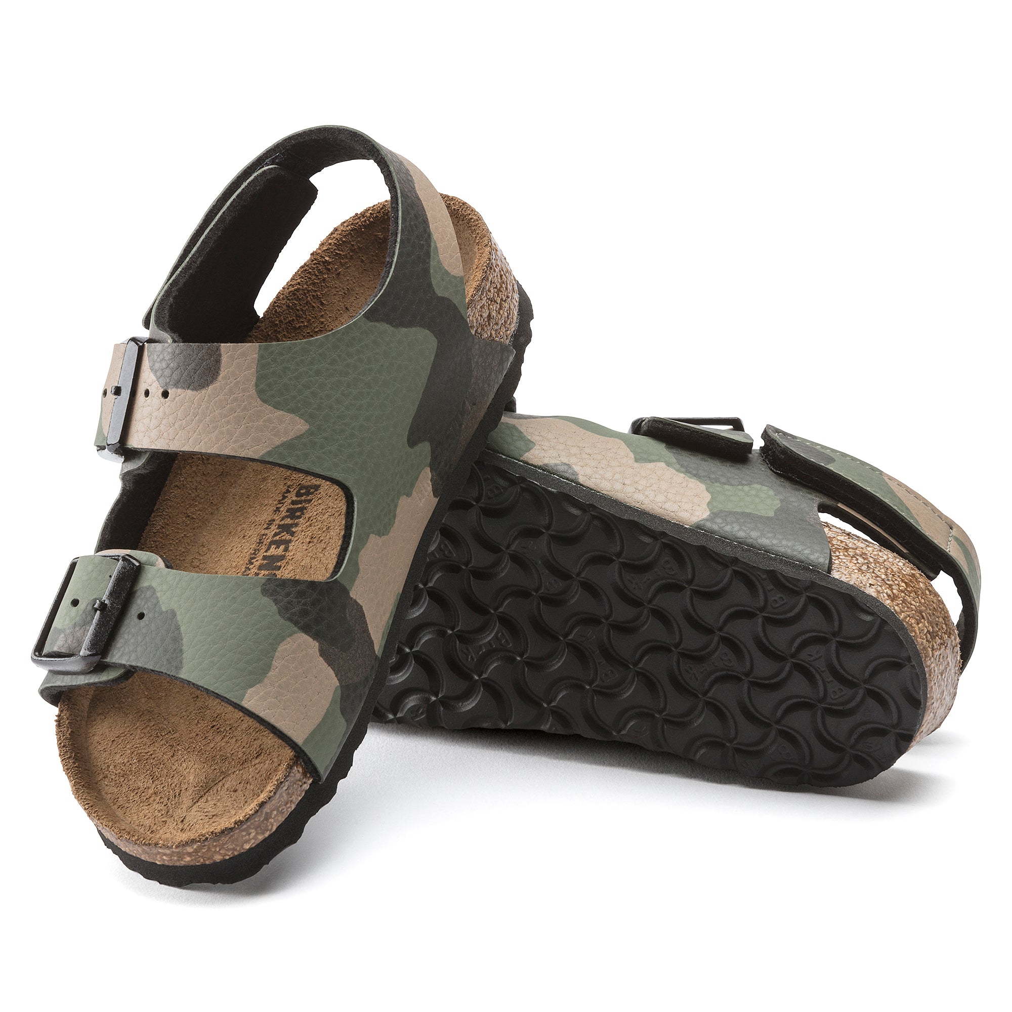 Birkenstock Kids Milano Hook & Loop desert soil camo khaki Birko-Flor
