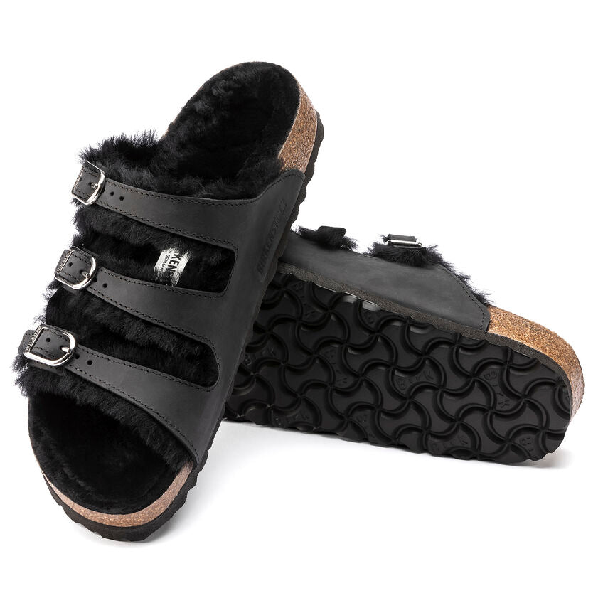 Birkenstock Limited Edition Florida black oiled leather/black shearling