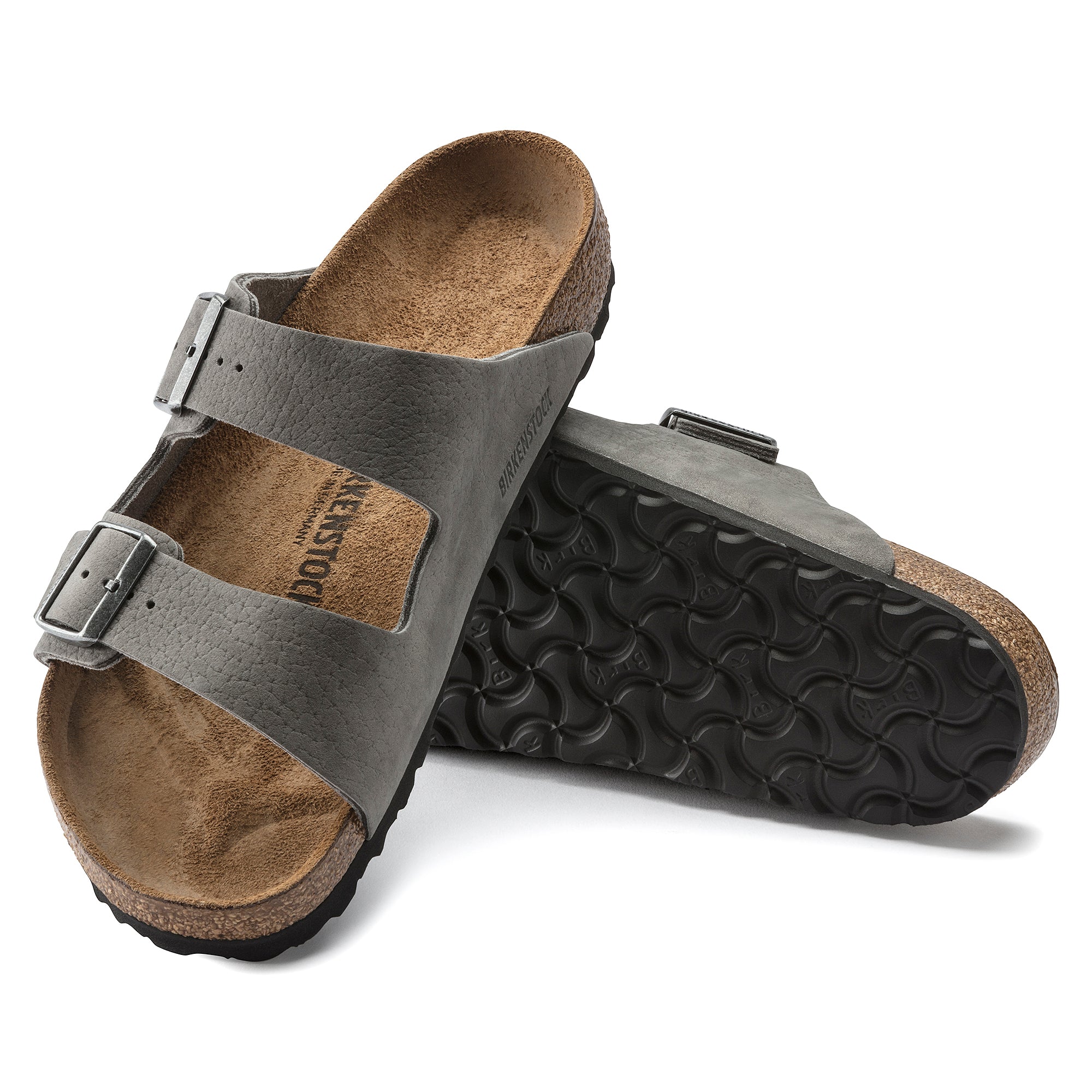 Birkenstock Arizona desert buck whale gray nubuck