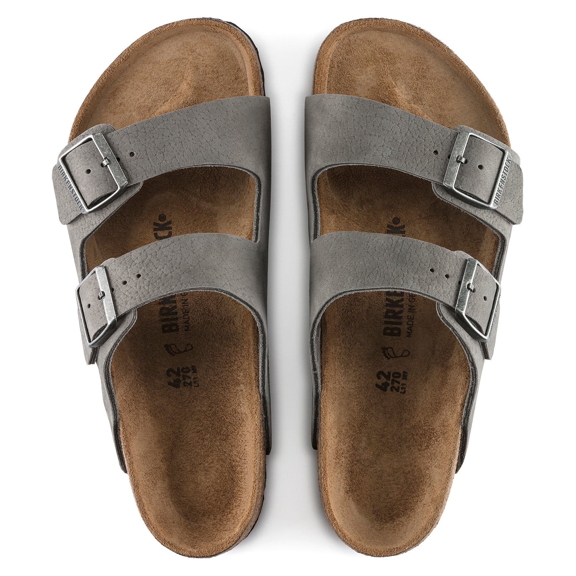 Birkenstock Arizona desert buck whale gray nubuck
