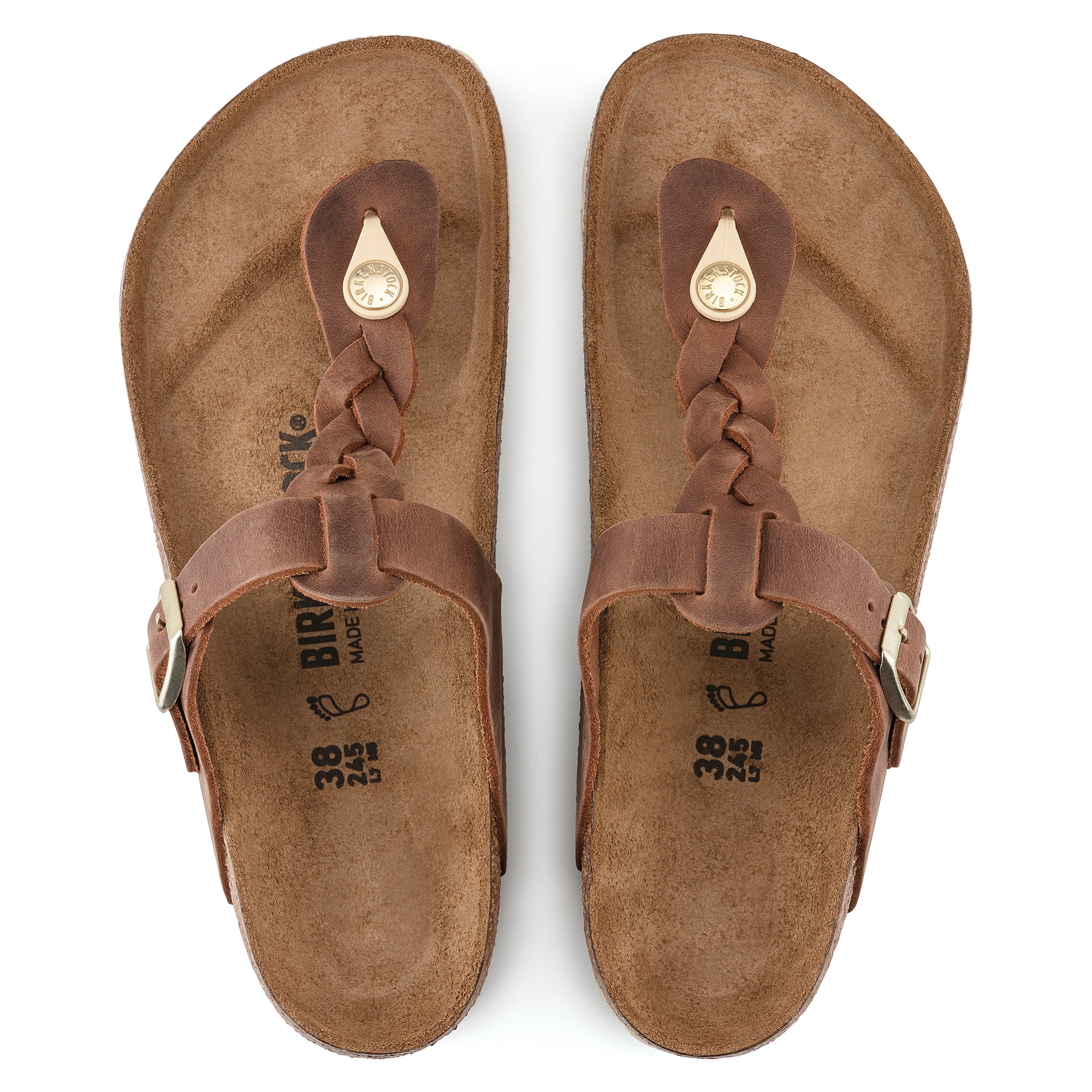 Birkenstock Gizeh Braid cognac oiled leather