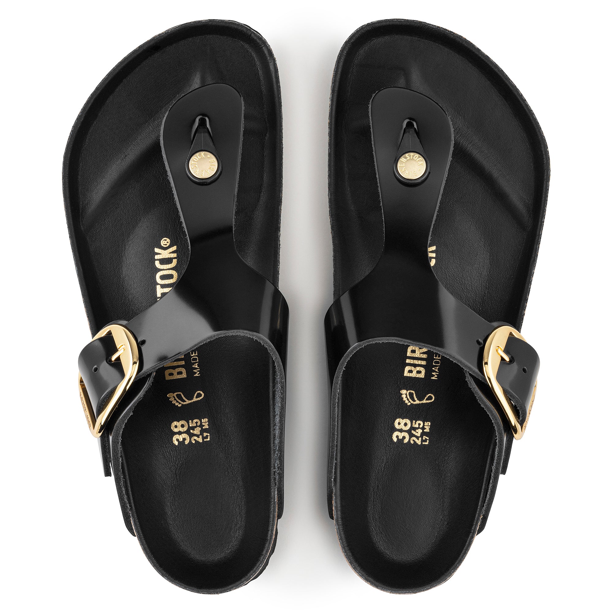 Birkenstock Gizeh Big Buckle high shine black leather