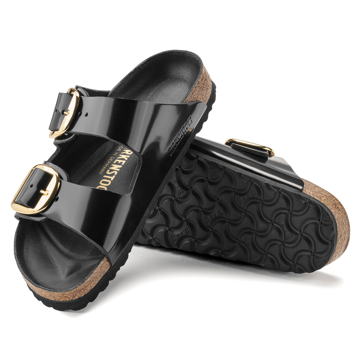 Birkenstock Arizona Big Buckle high shine black leather