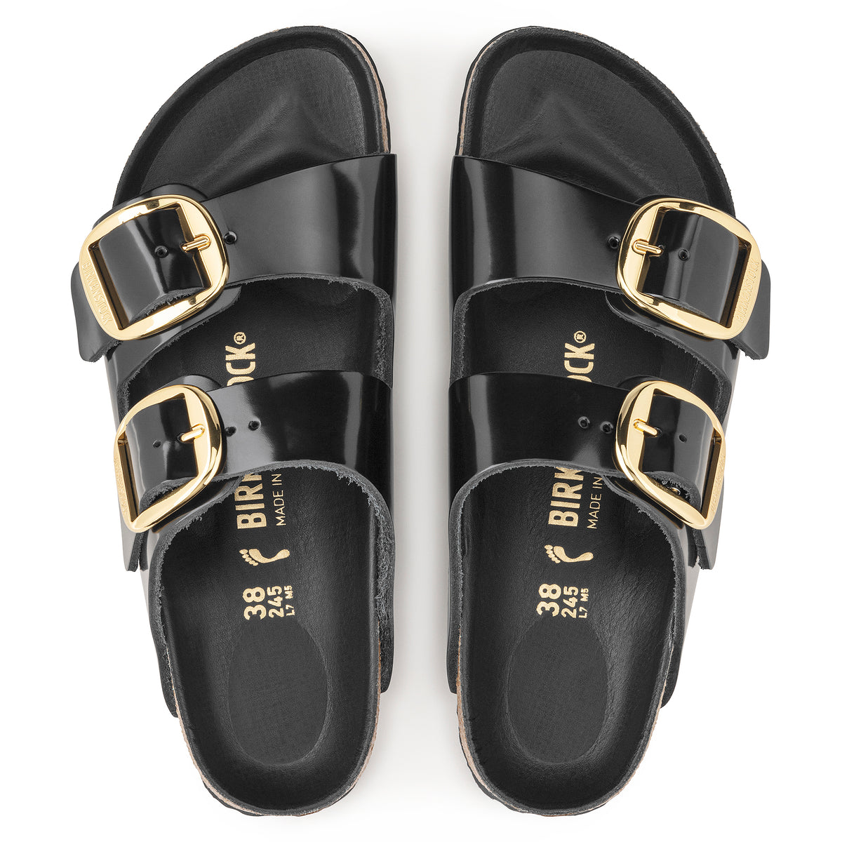 Birkenstock Arizona Big Buckle high shine black leather