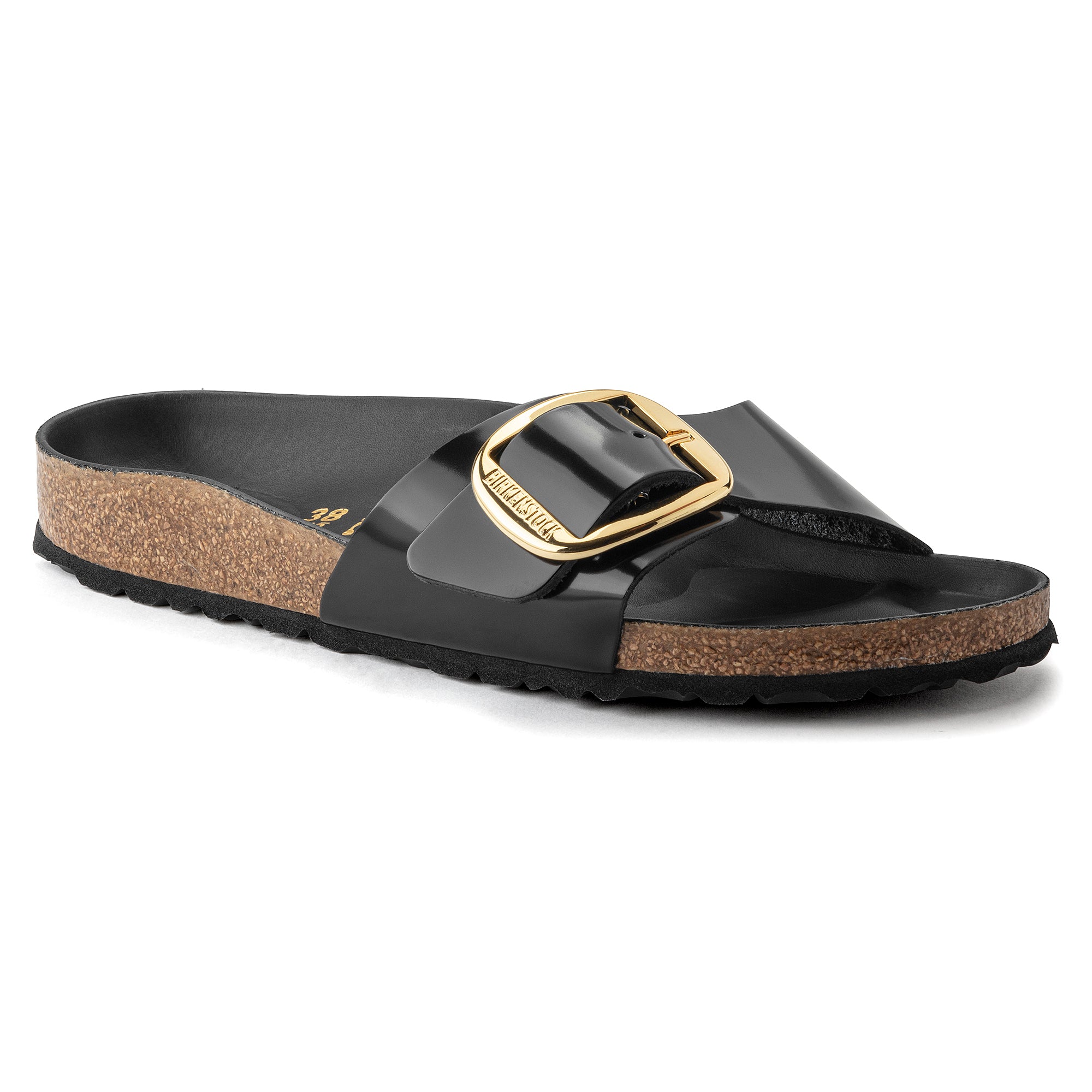 Birkenstock Limited Edition Madrid Big Buckle high shine black leather