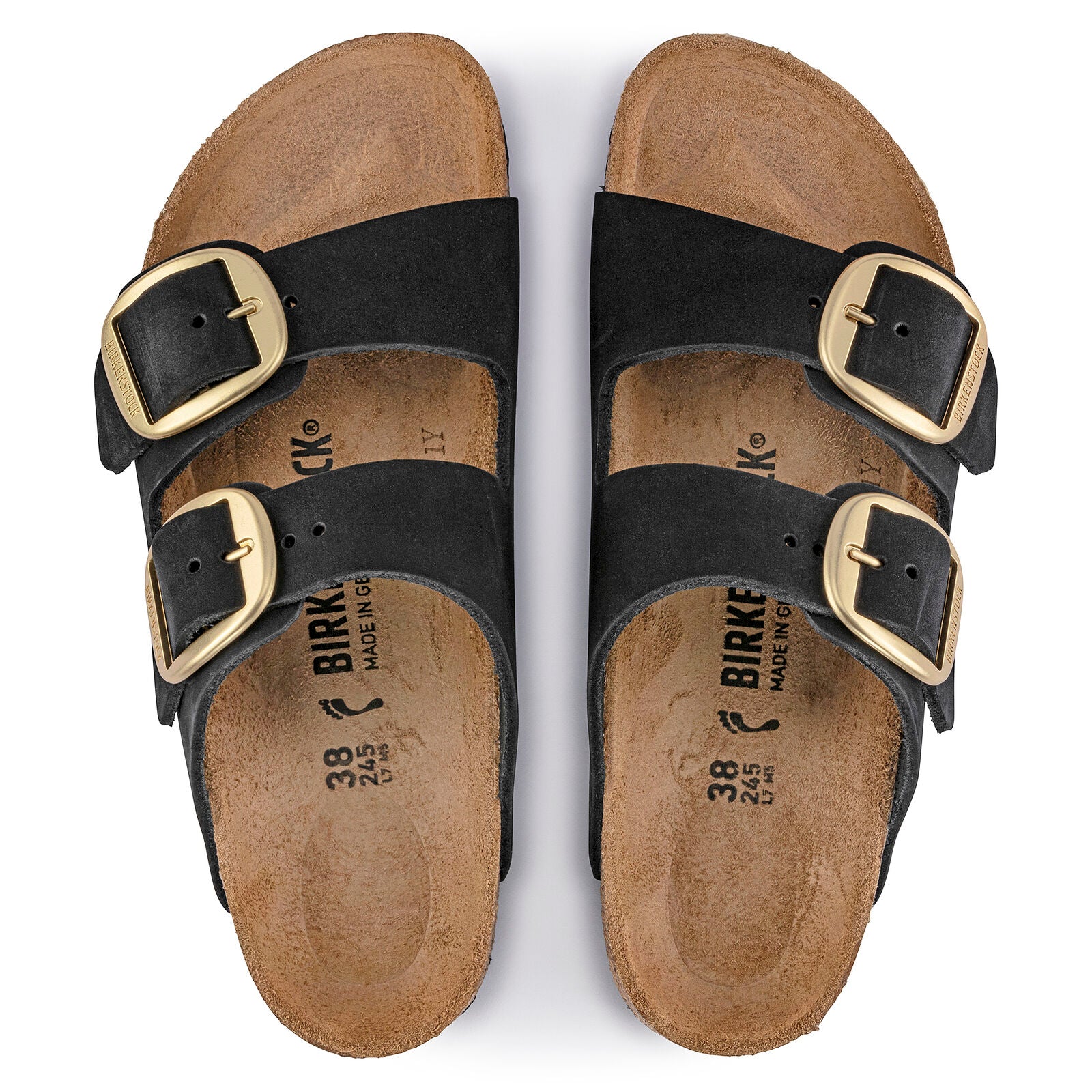 Birkenstock Arizona Big Buckle black nubuck/gold buckle