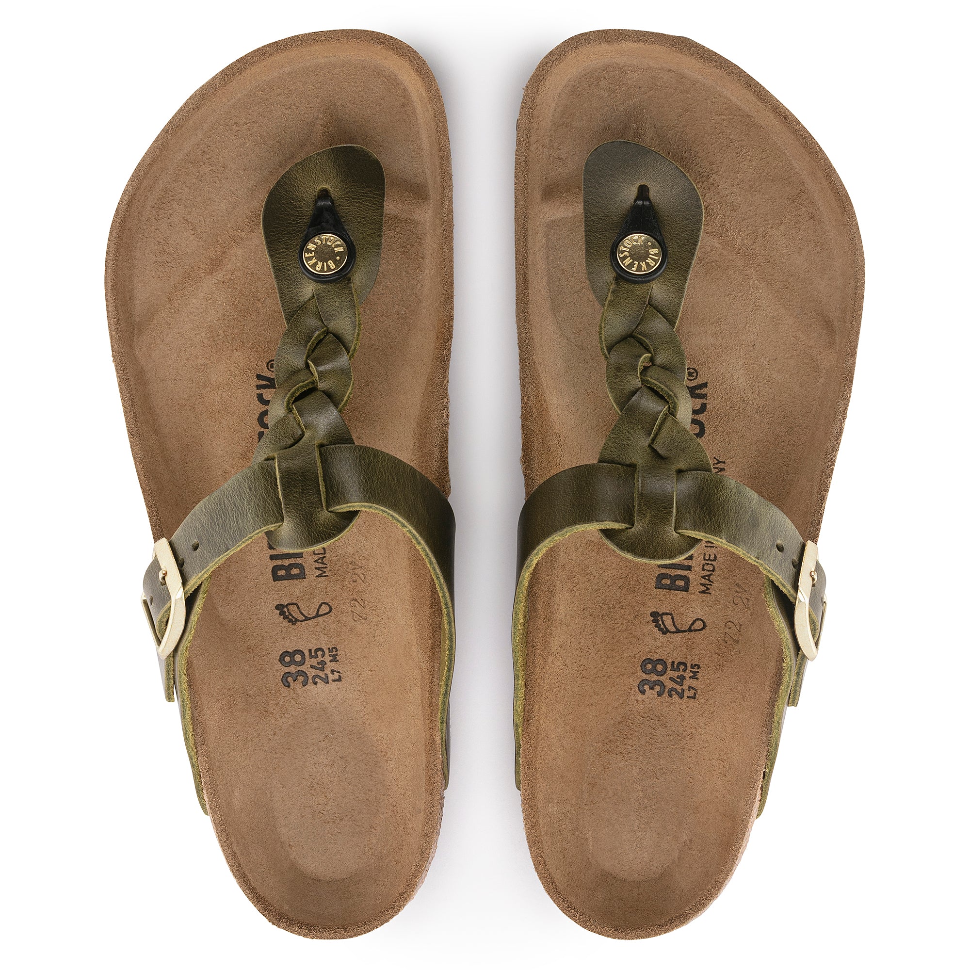 Birkenstock Gizeh Braid green olive oiled leather
