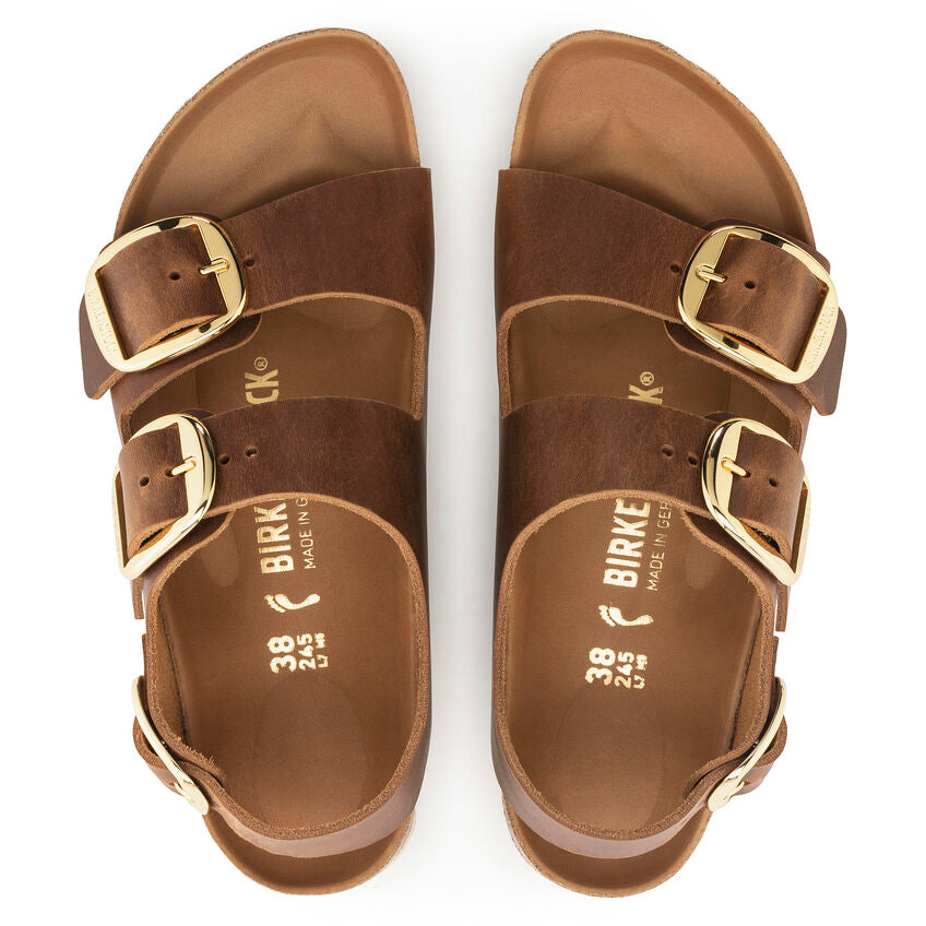 Birkenstock Milano Big Buckle cognac oiled leather