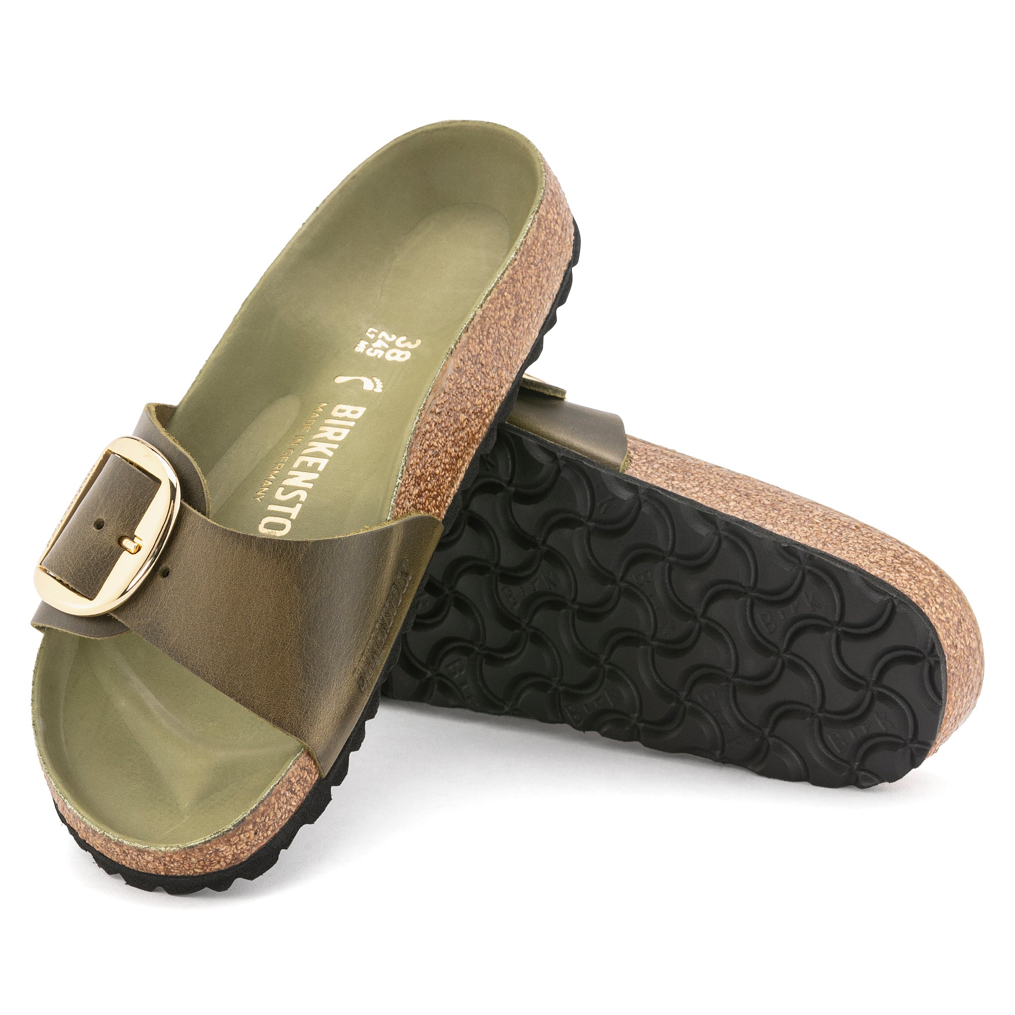 Birkenstock Madrid Big Buckle green olive oiled leather