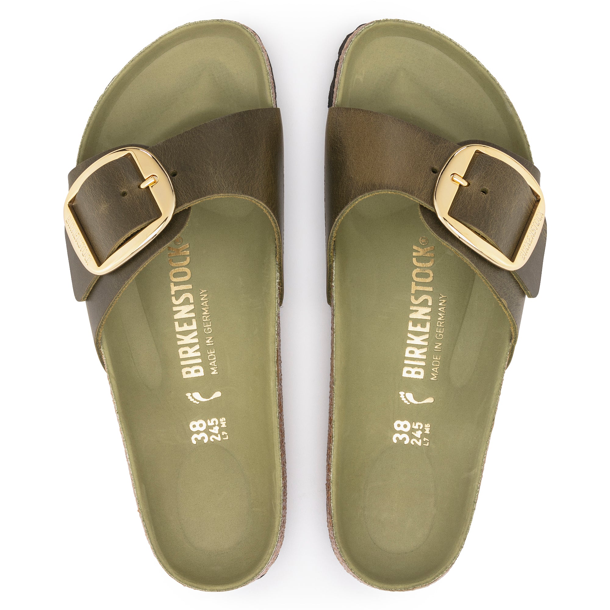 Birkenstock Madrid Big Buckle green olive oiled leather