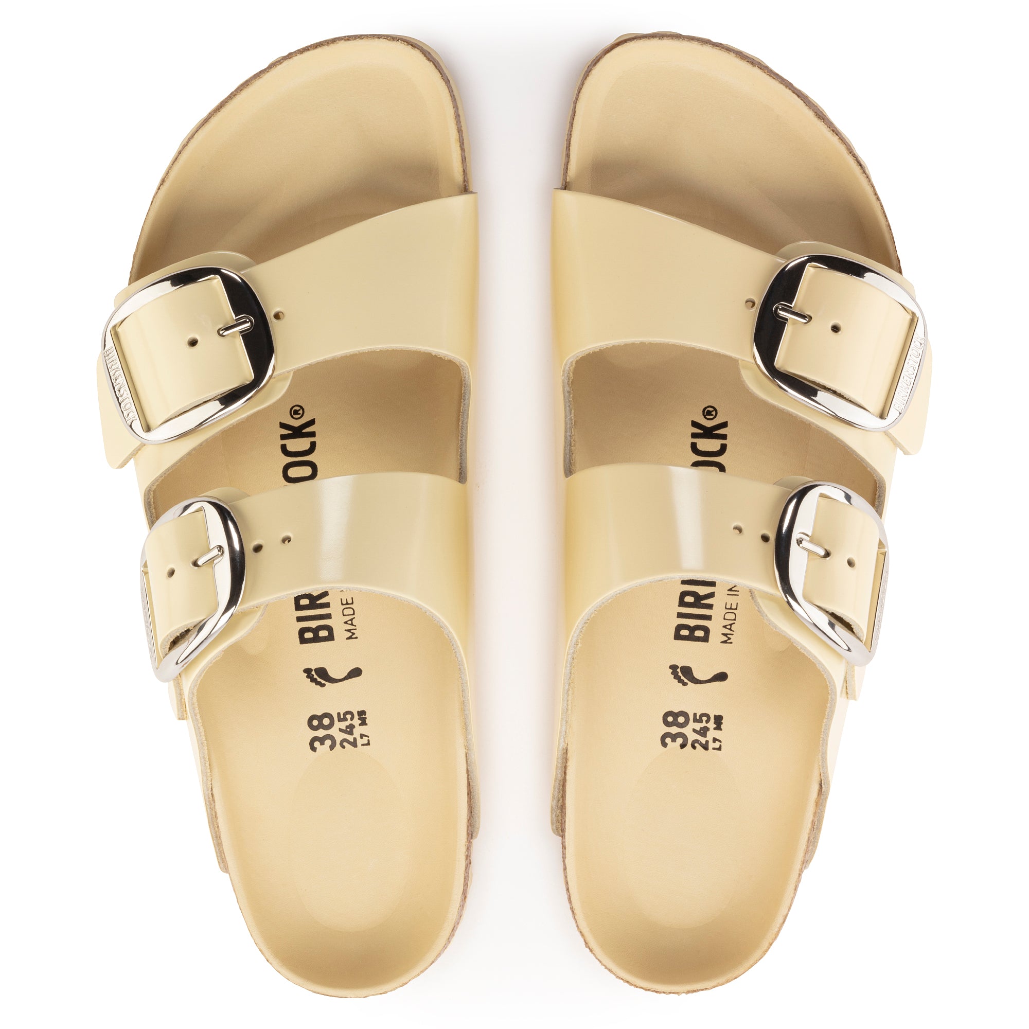 Birkenstock Arizona Big Buckle high shine butter leather