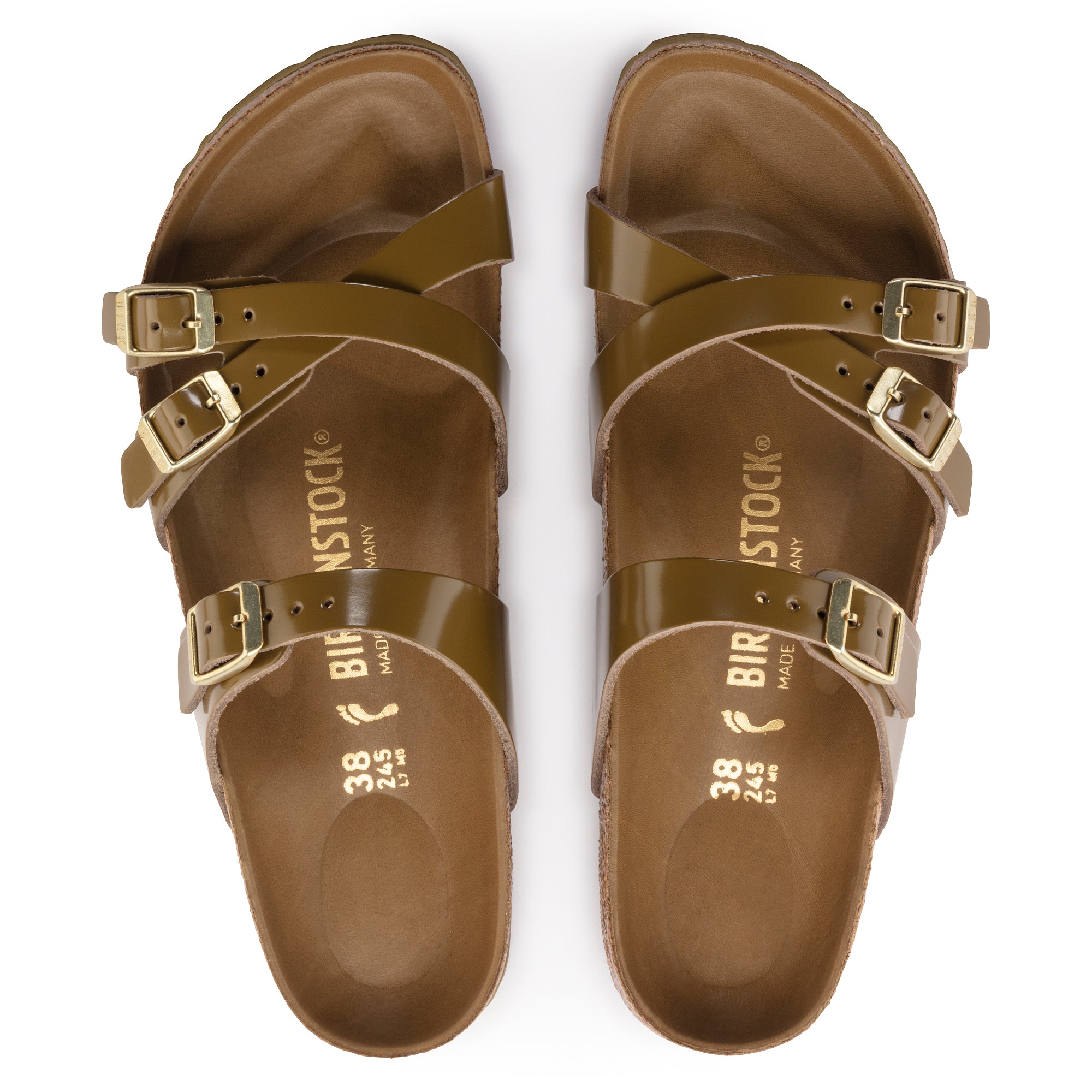 Birkenstock Franca Hex mud green high shine leather
