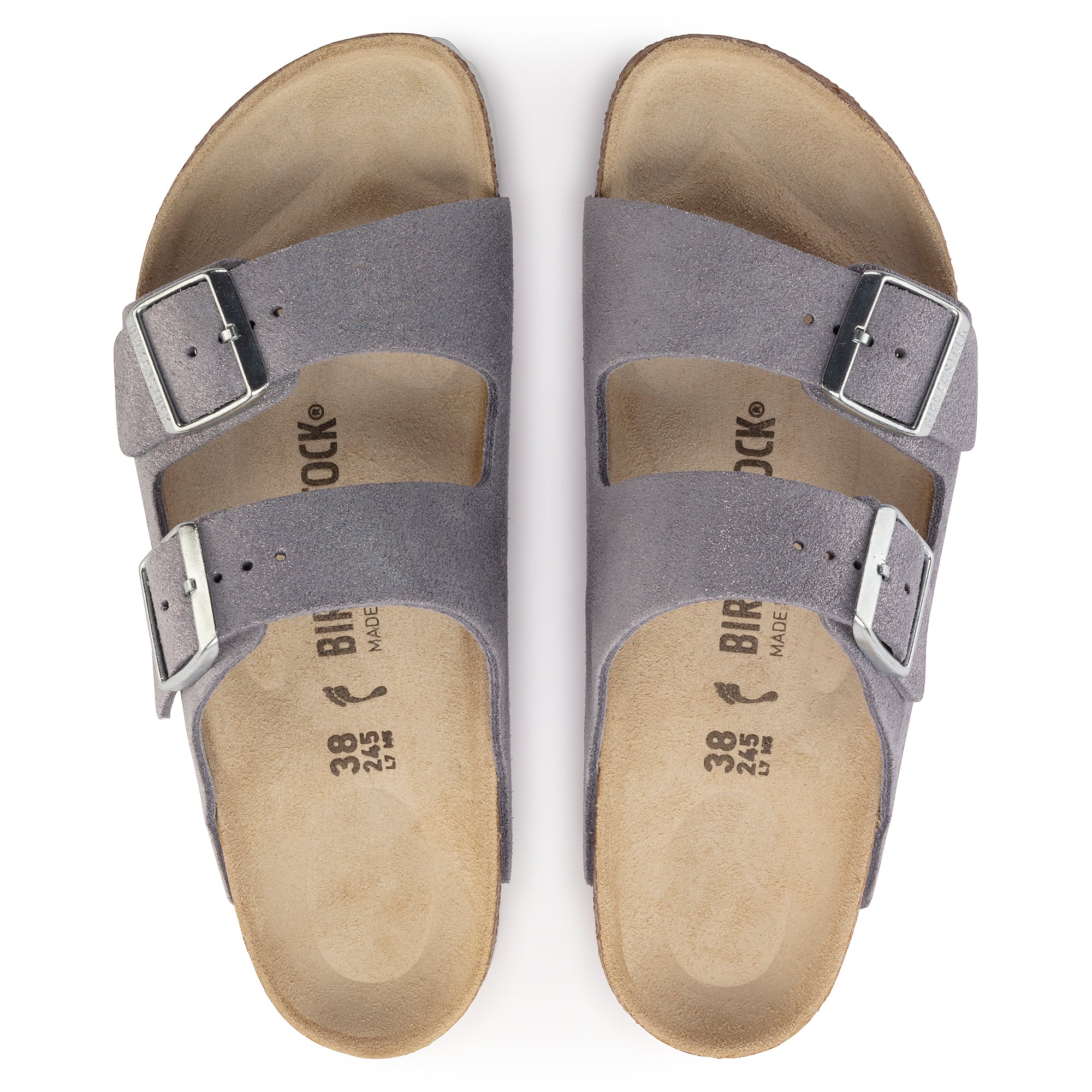 Birkenstock Arizona shimmering purple fog suede