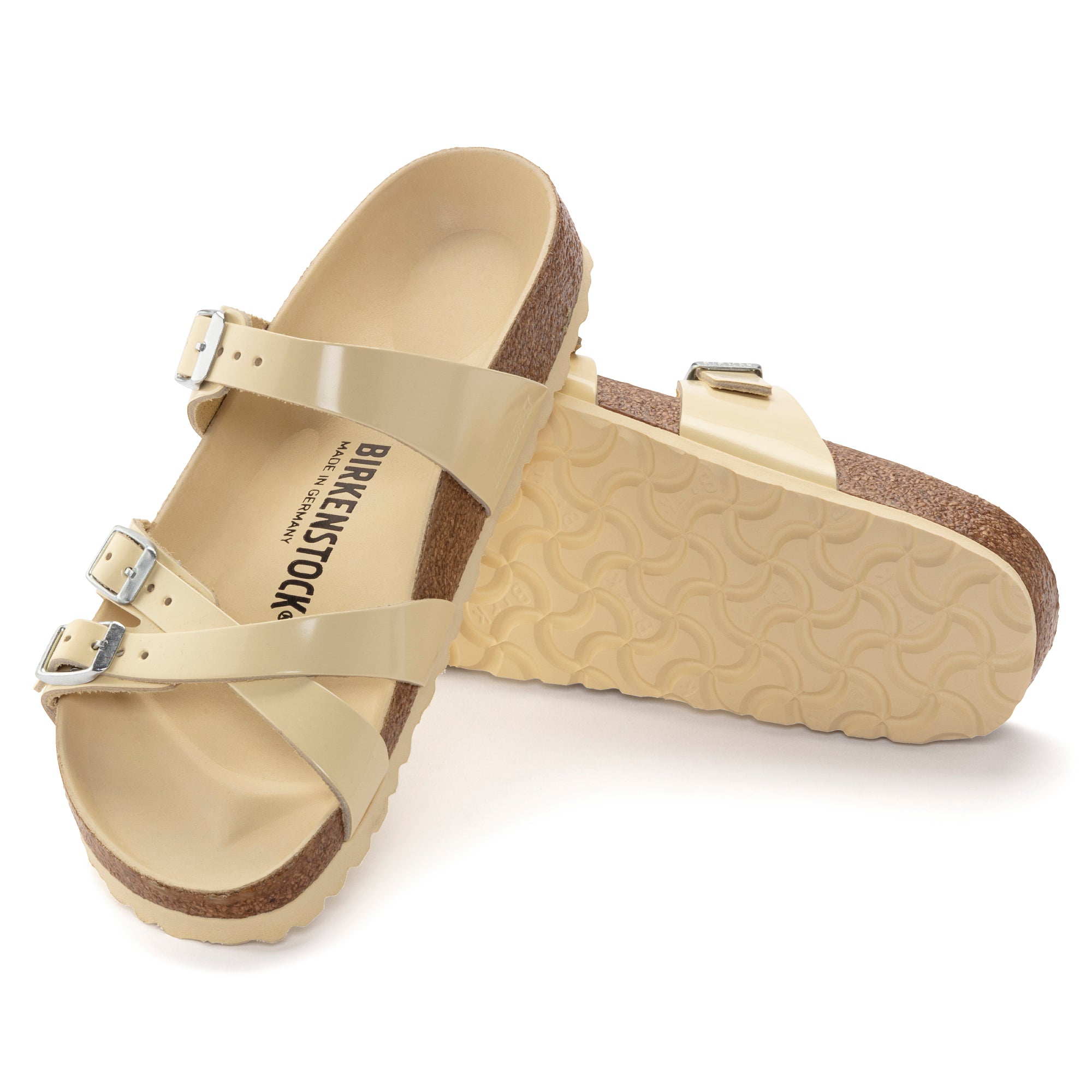 Birkenstock Franca Hex butter high shine leather