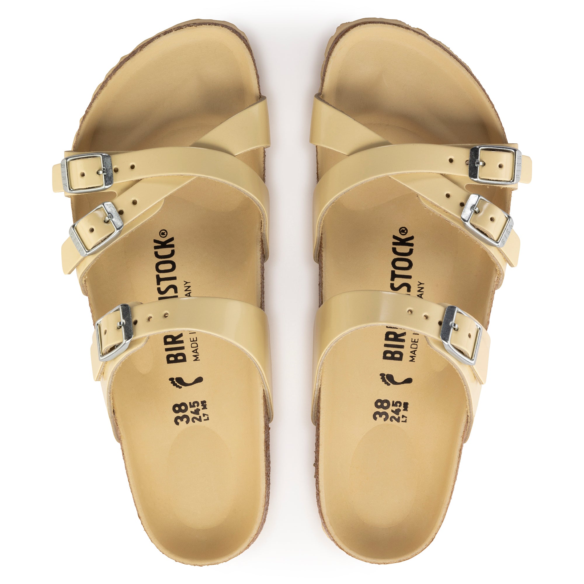 Birkenstock Franca Hex butter high shine leather