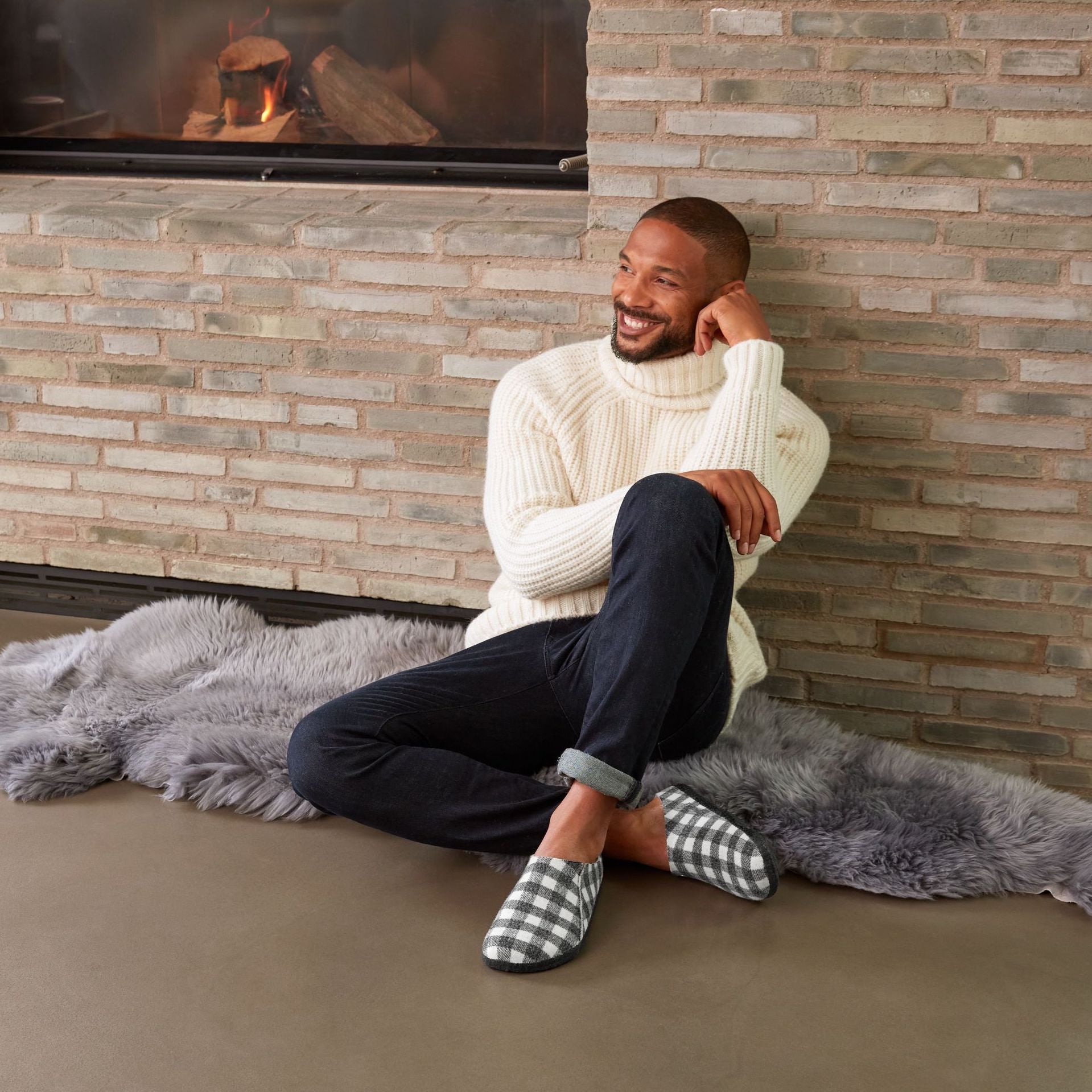 Birkenstock Zermatt Shearling plaid white wool/natural shearling