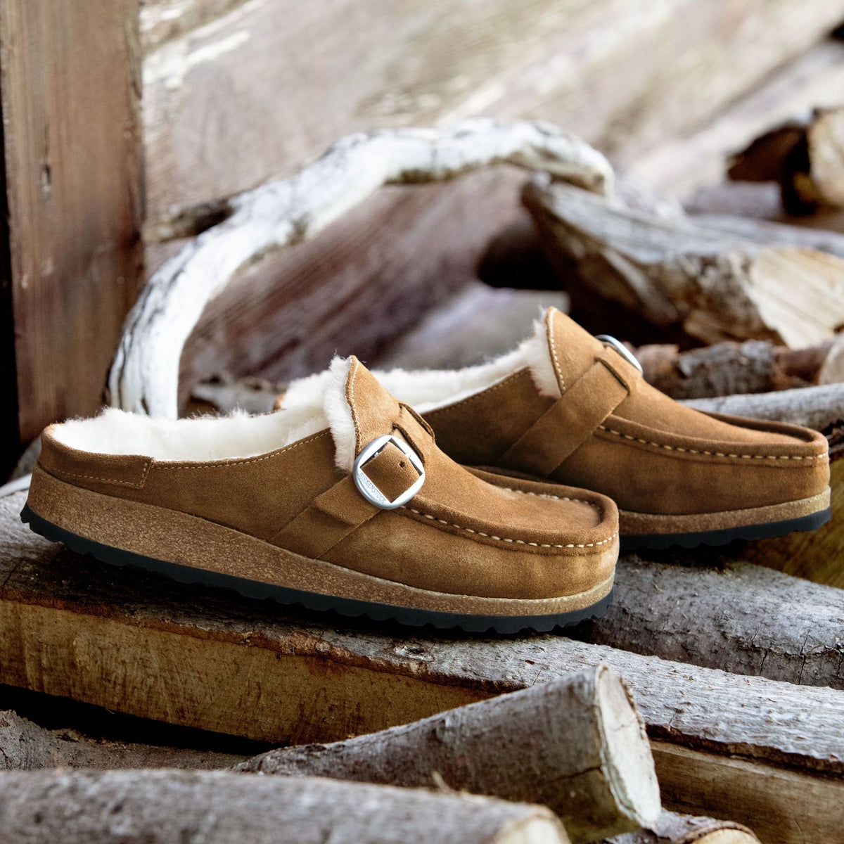 Birkenstock Buckley Shearling tea suede/natural shearling