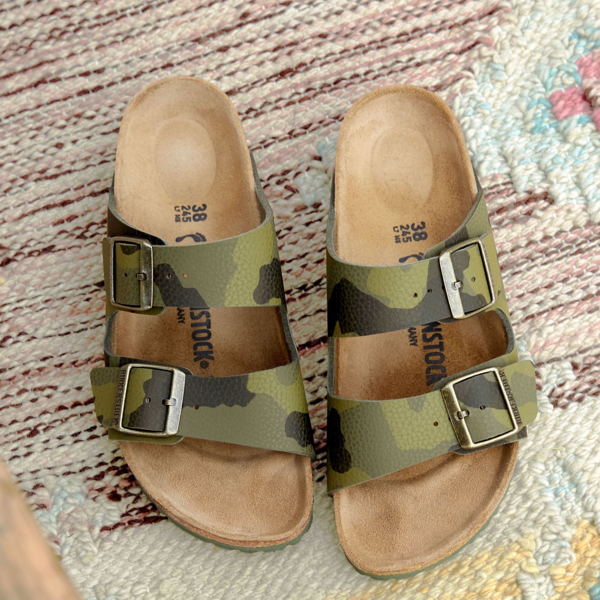 Birkenstock Arizona desert soil camo khaki green Birko-Flor