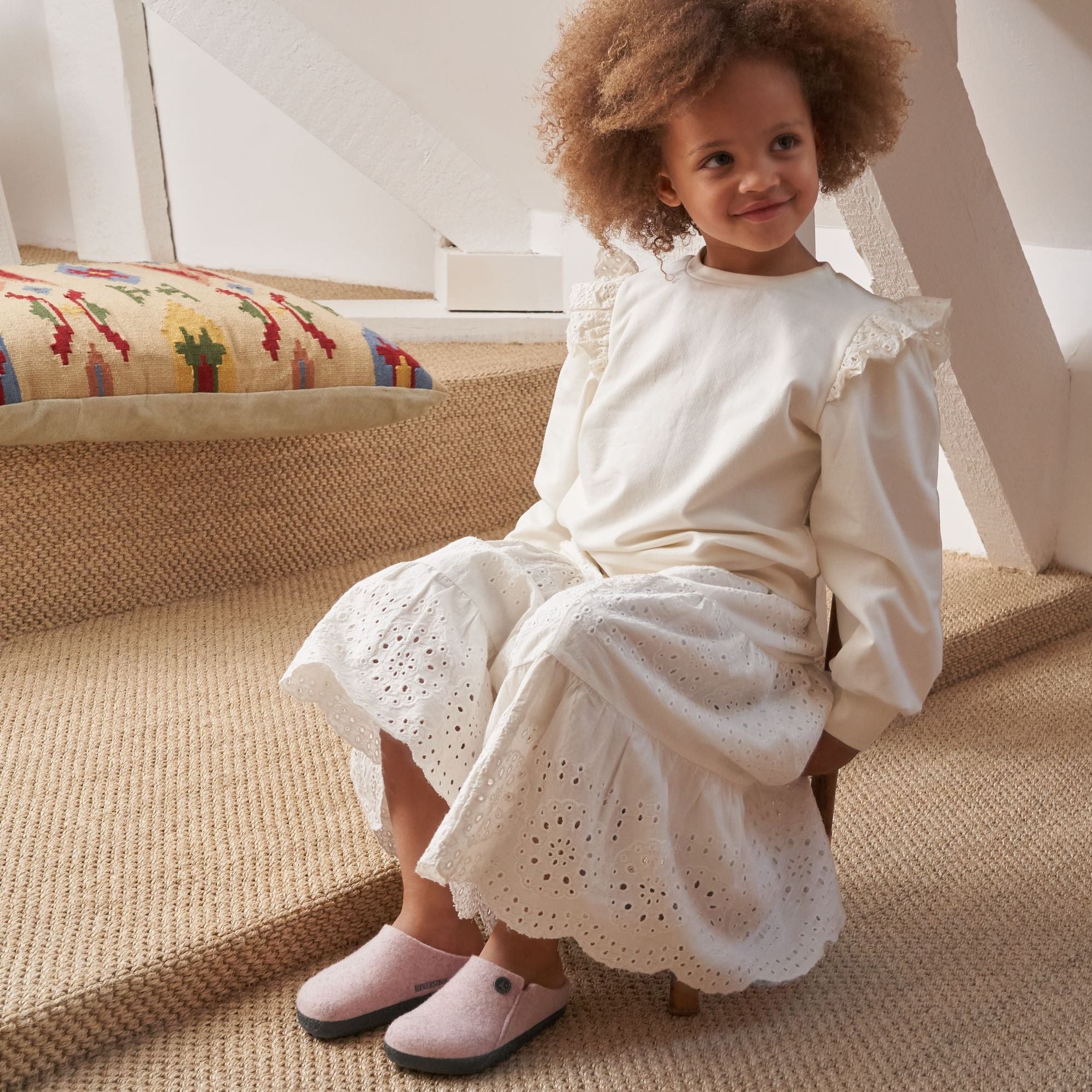 Birkenstock Kids Zermatt Shearling soft pink wool/natural shearling