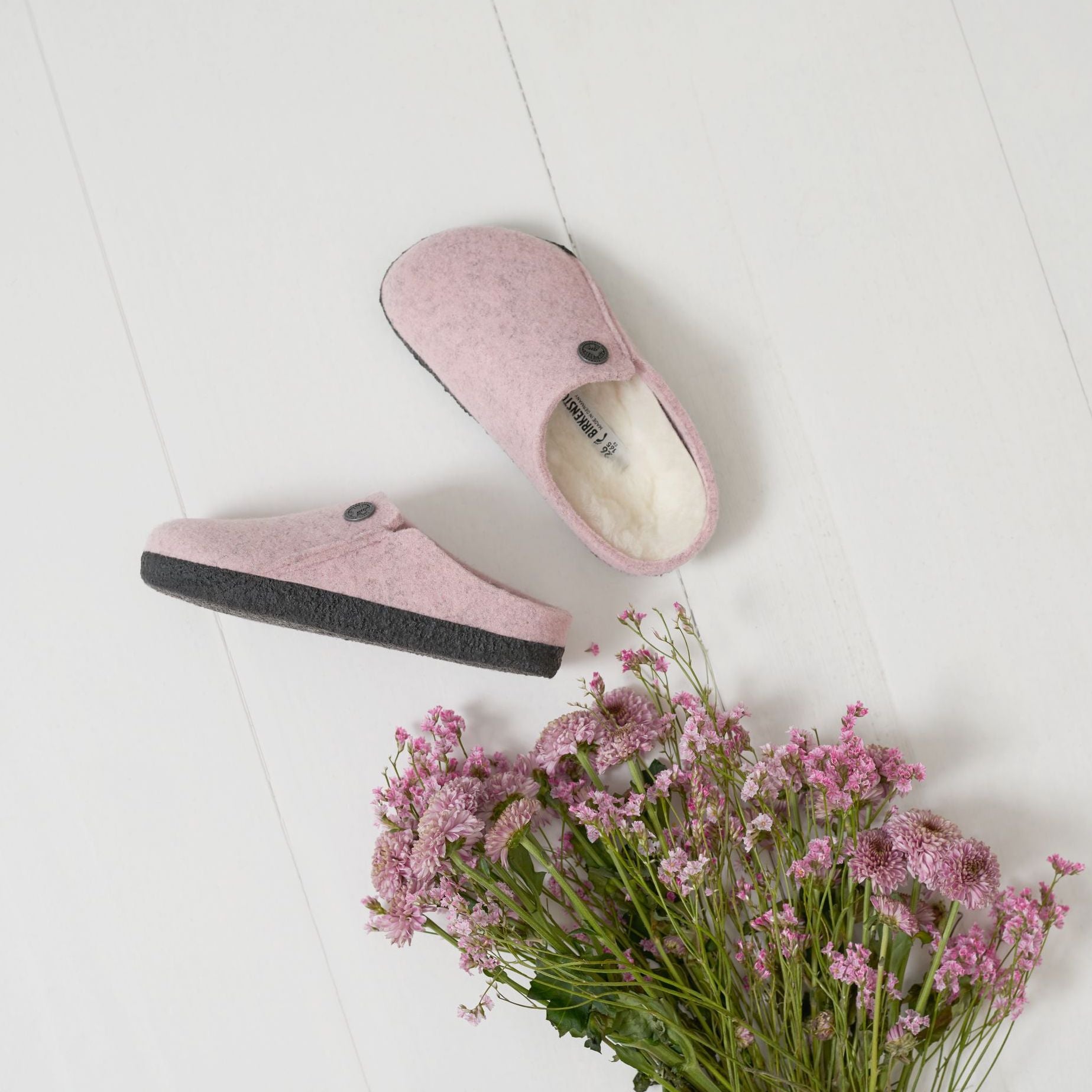 Birkenstock Kids Zermatt Shearling soft pink wool/natural shearling