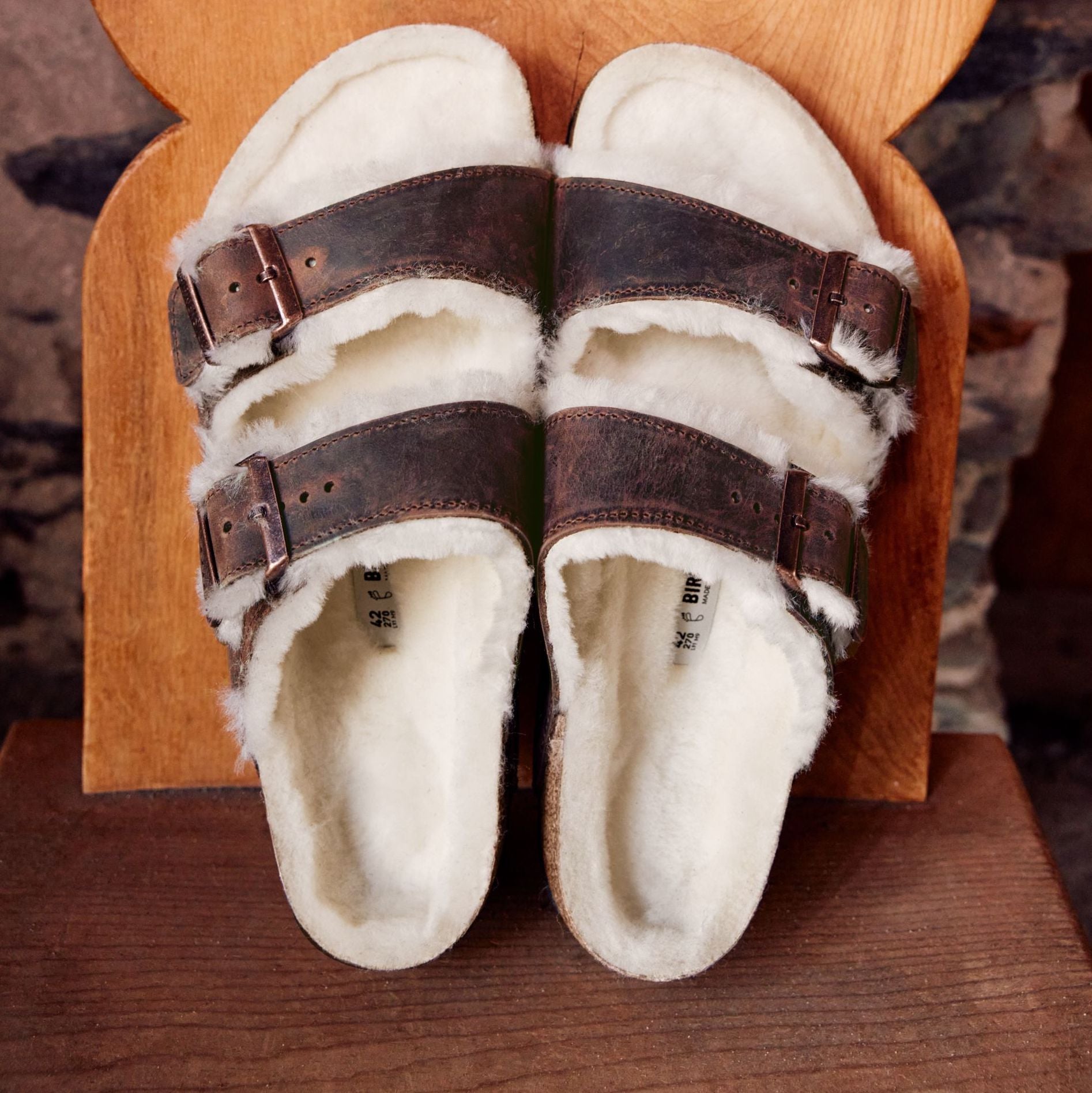 Birkenstock Limited Edition Arizona habana oiled leather/natural shearling