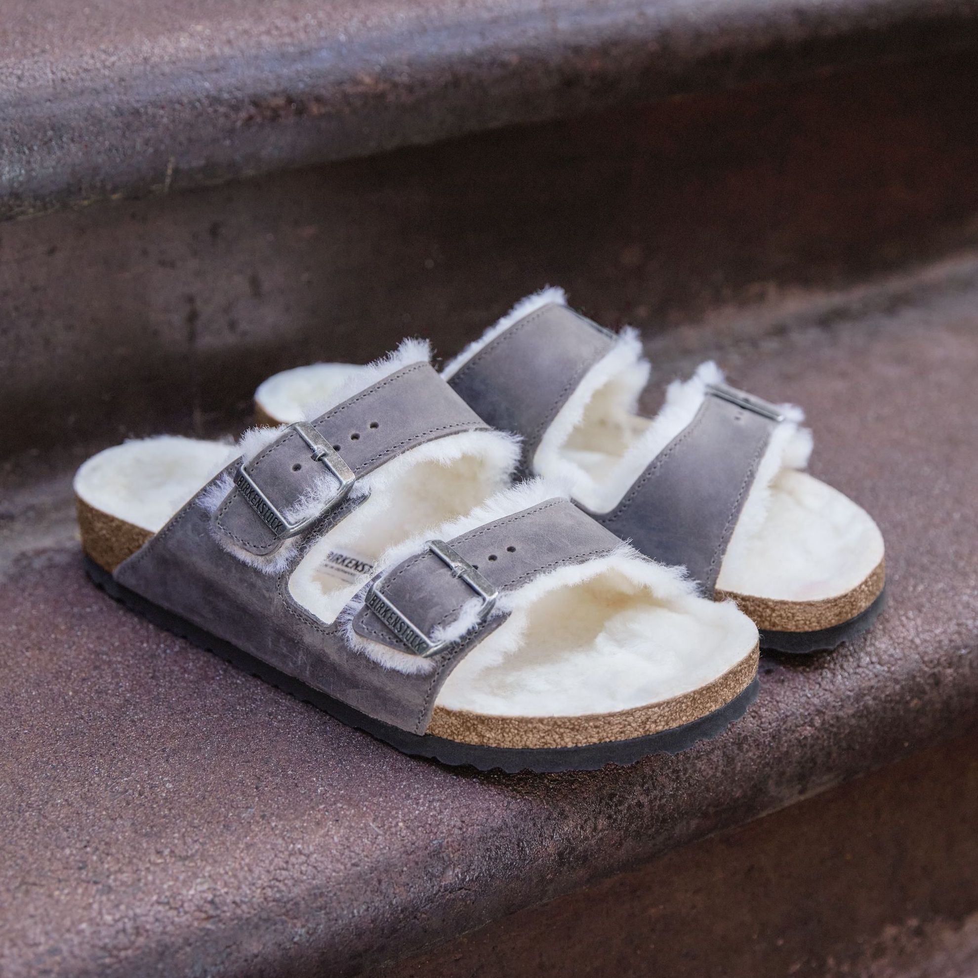Birkenstock Arizona Shearling iron oiled leather/natural shearling