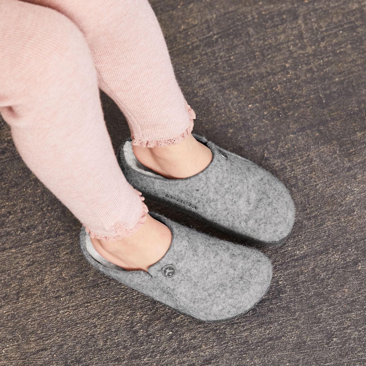 Birkenstock Kids Zermatt Shearling light gray wool/natural shearling