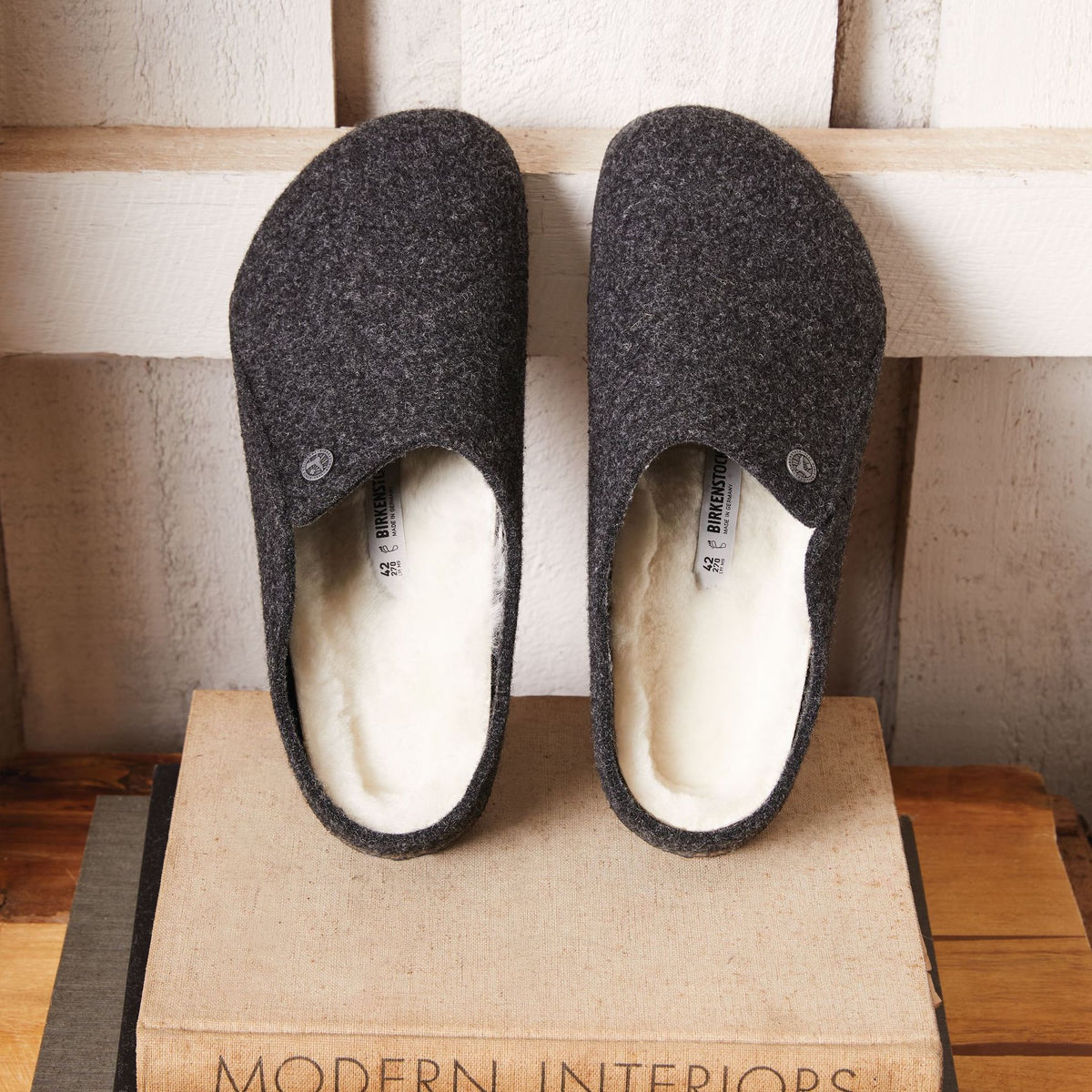 Birkenstock Zermatt Shearling anthracite wool/natural shearling