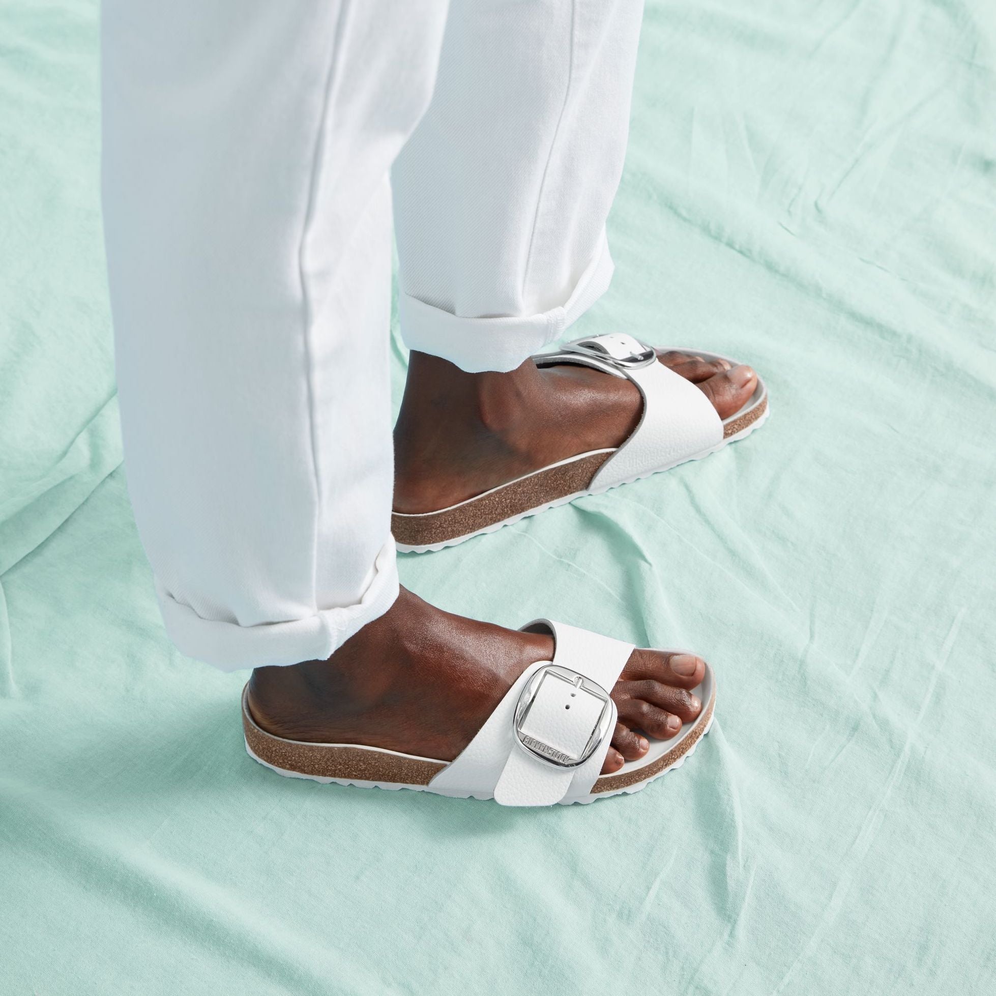 Birkenstock Madrid Big Buckle white leather