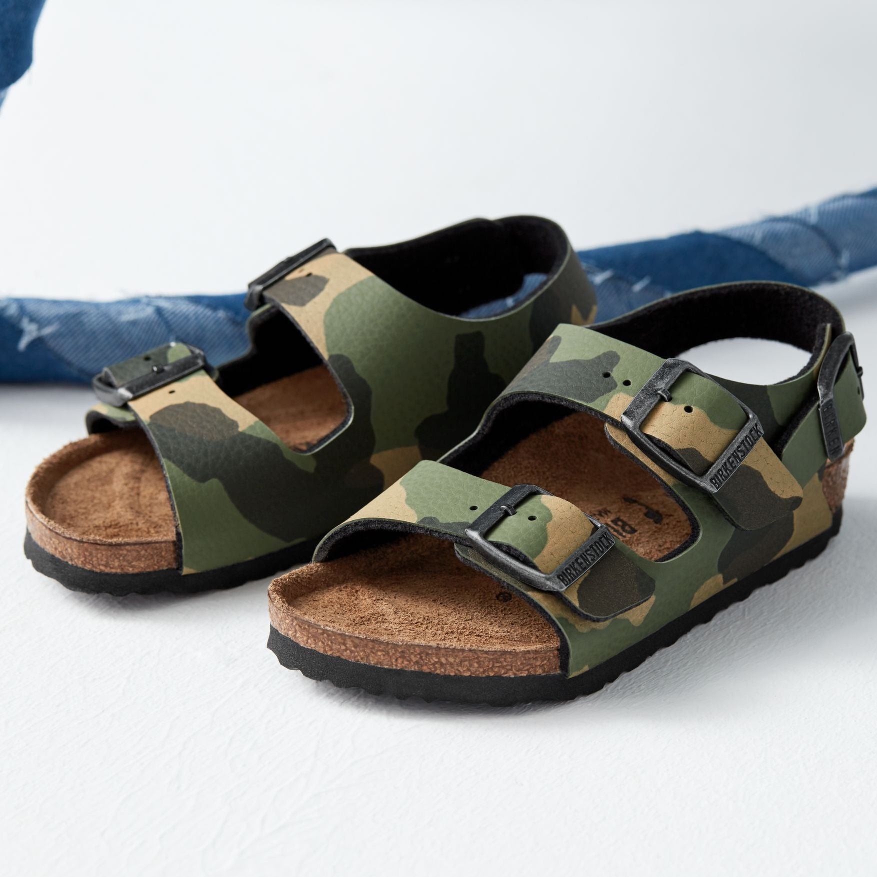 Birkenstock Kids Milano desert soil camo khaki Birko-Flor