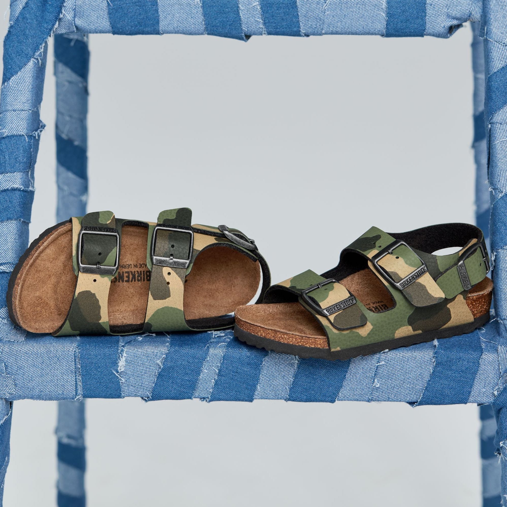 Birkenstock Kids Milano desert soil camo khaki Birko-Flor