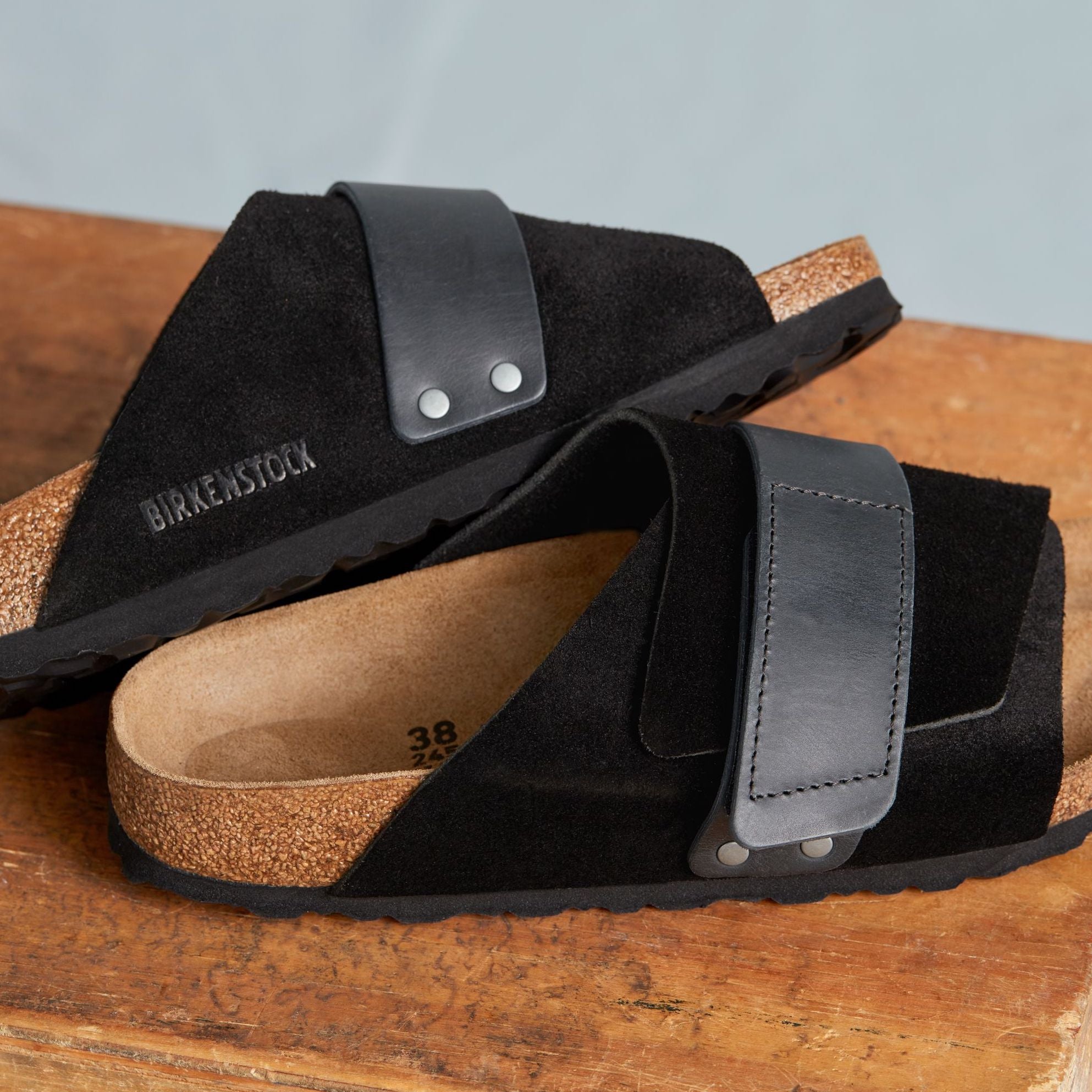 Birkenstock Kyoto black suede/black oiled leather