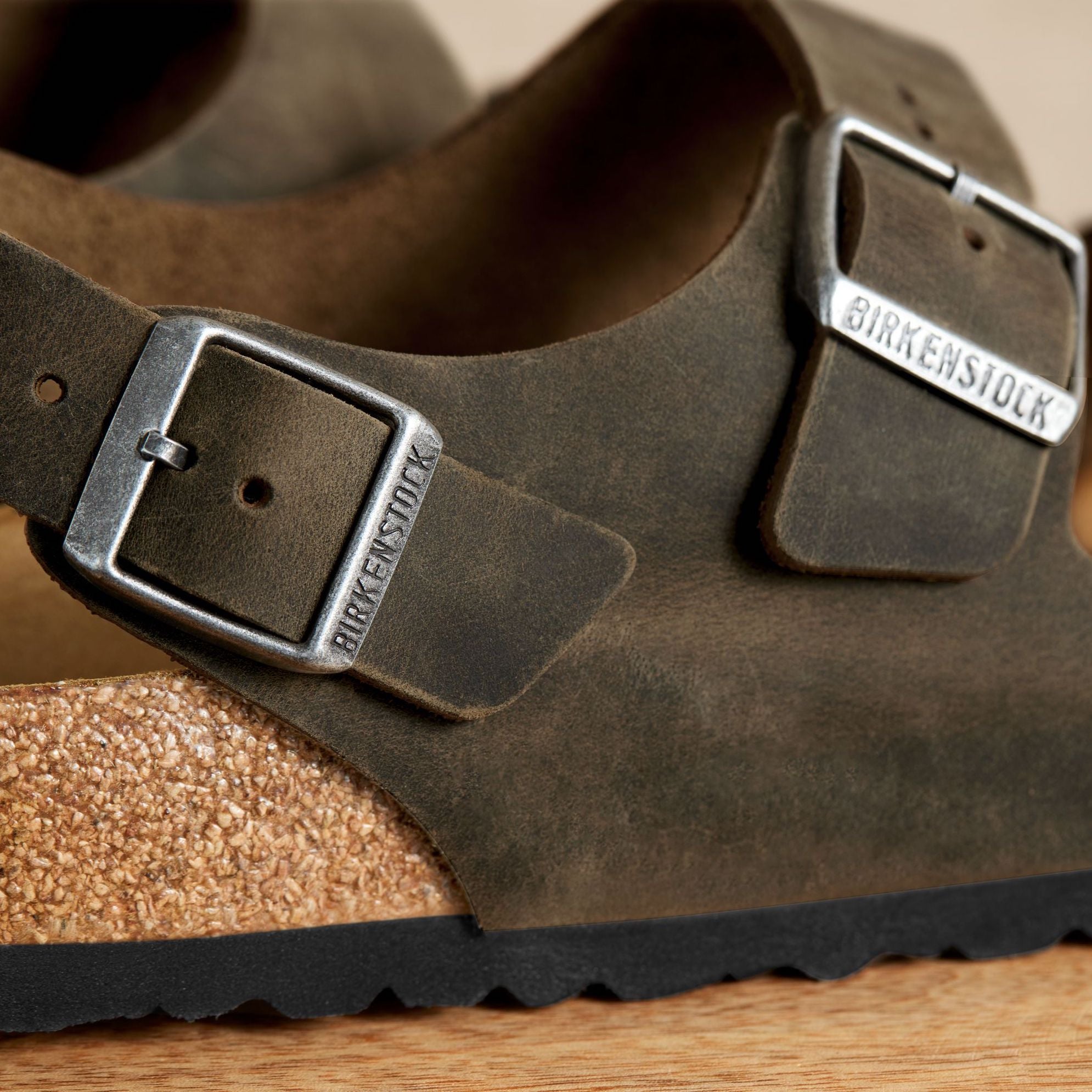 Birkenstock Milano faded khaki oiled leather