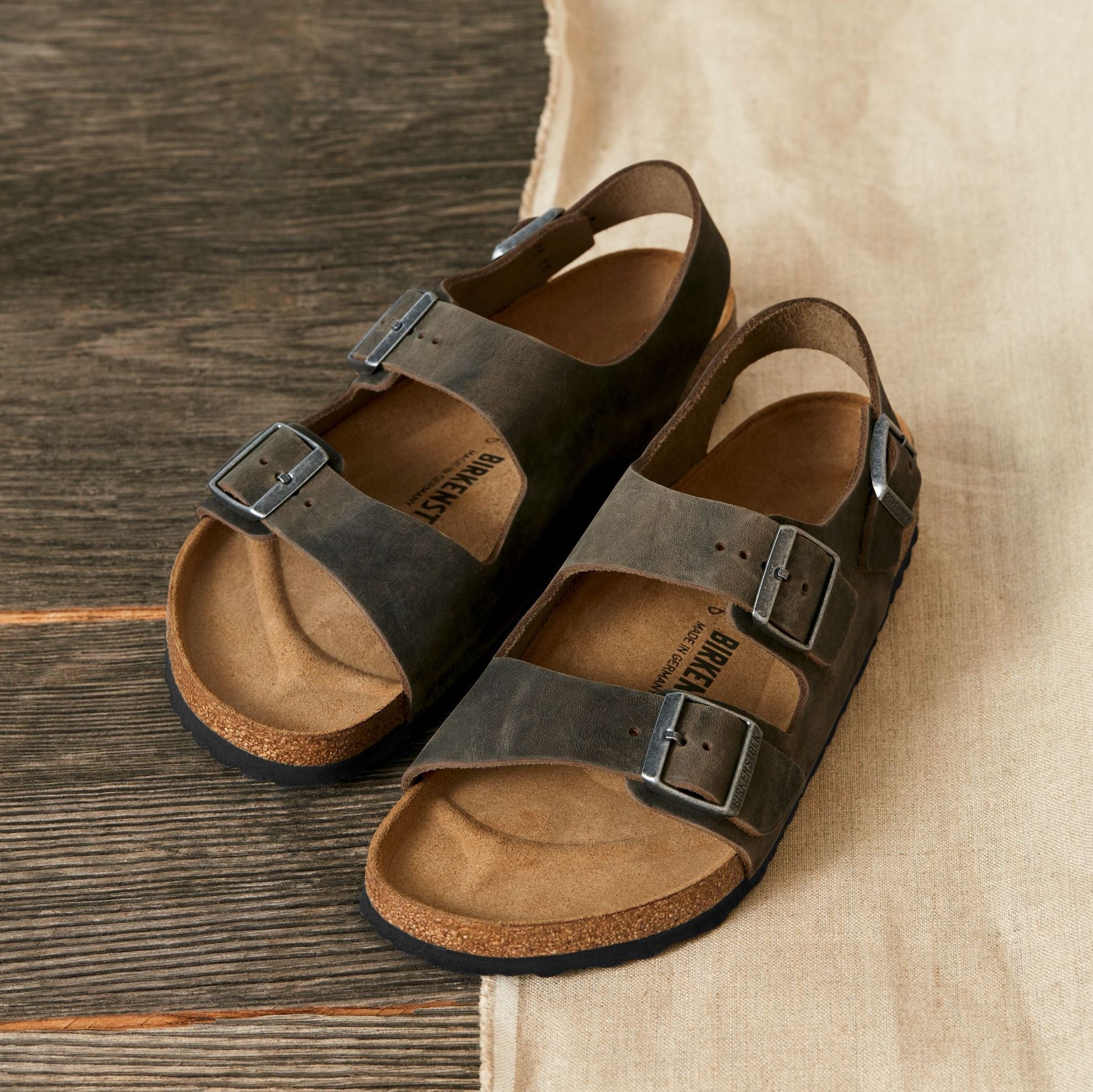 Birkenstock Milano faded khaki oiled leather