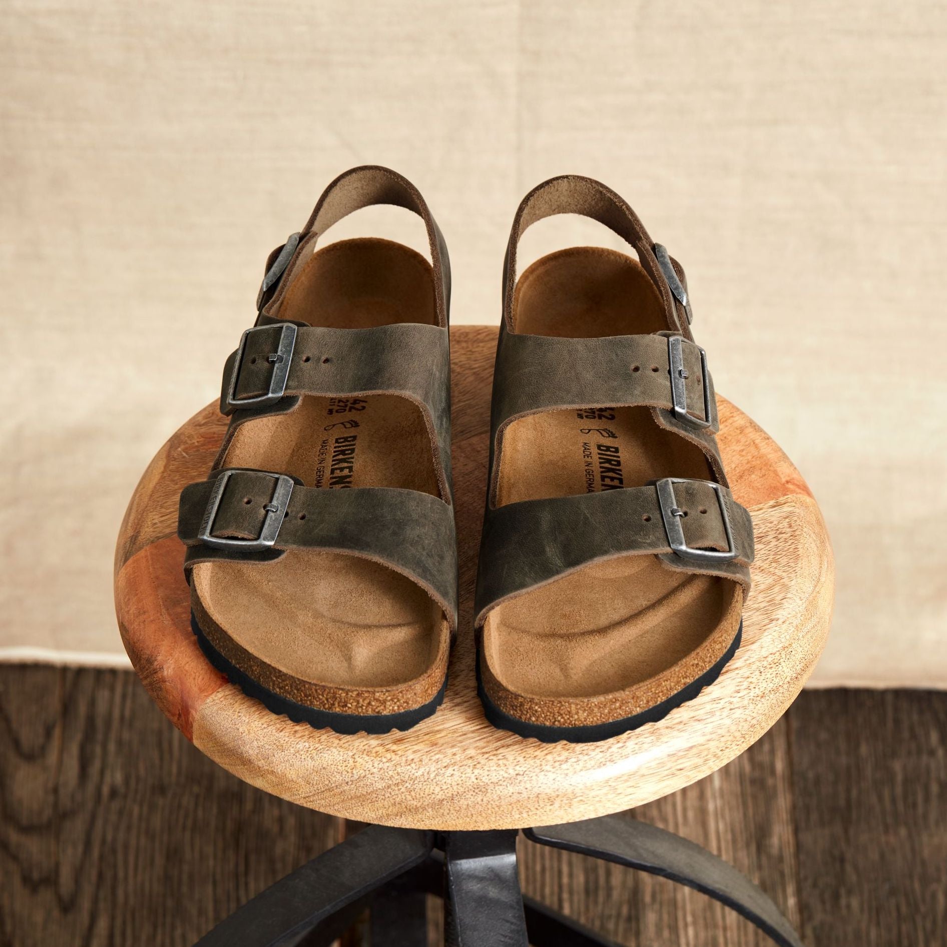 Birkenstock Milano faded khaki oiled leather