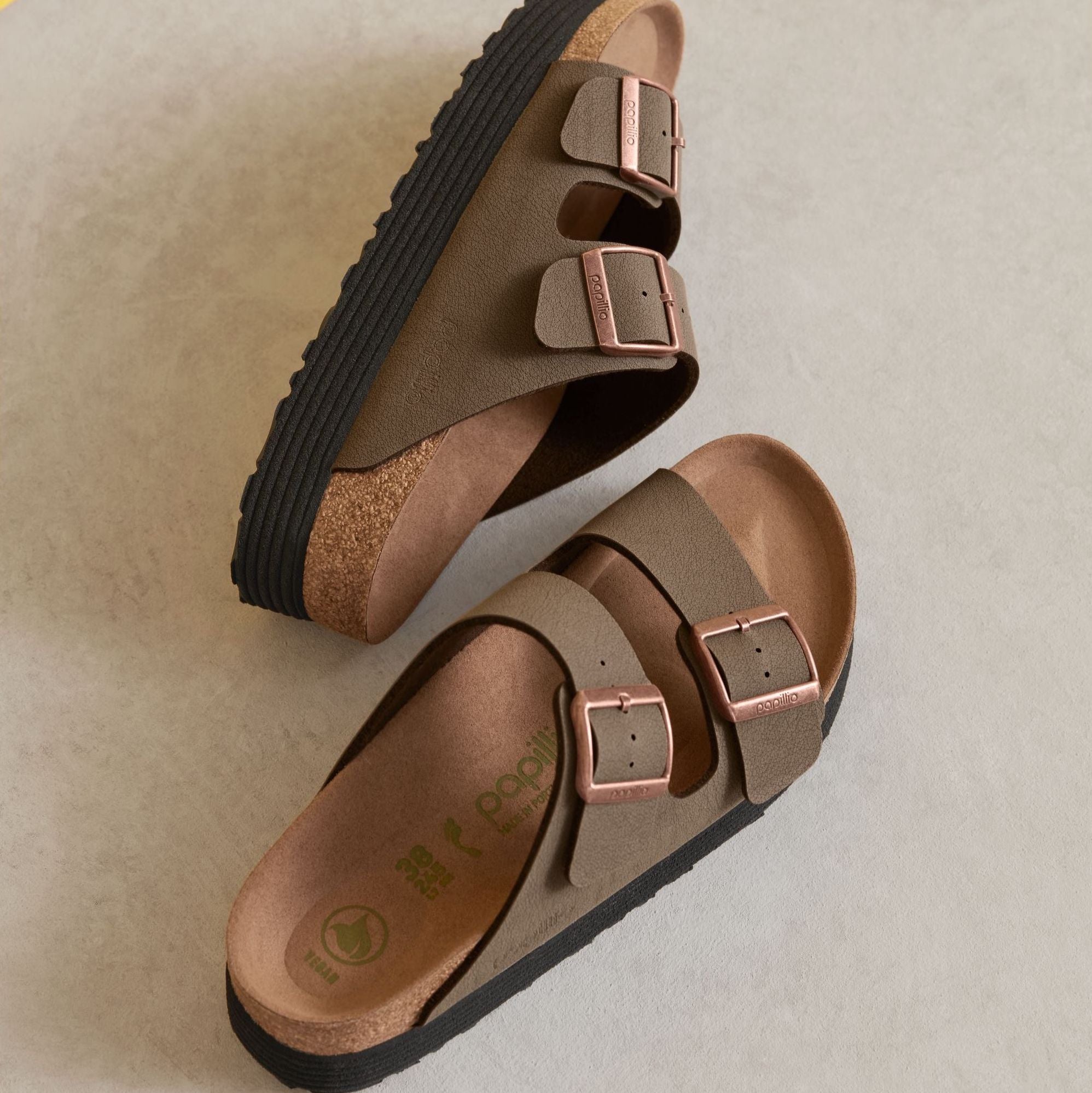 Papillio Arizona Platform Vegan mocha Birkibuc by Birkenstock