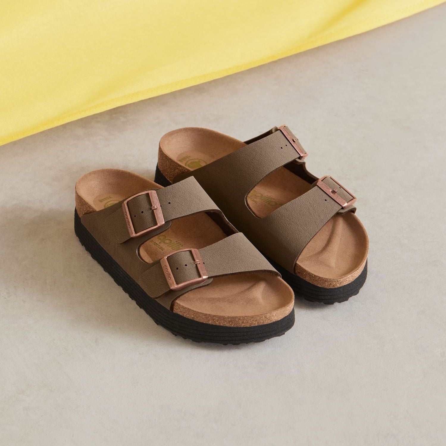 Papillio Arizona Platform Vegan mocha Birkibuc by Birkenstock