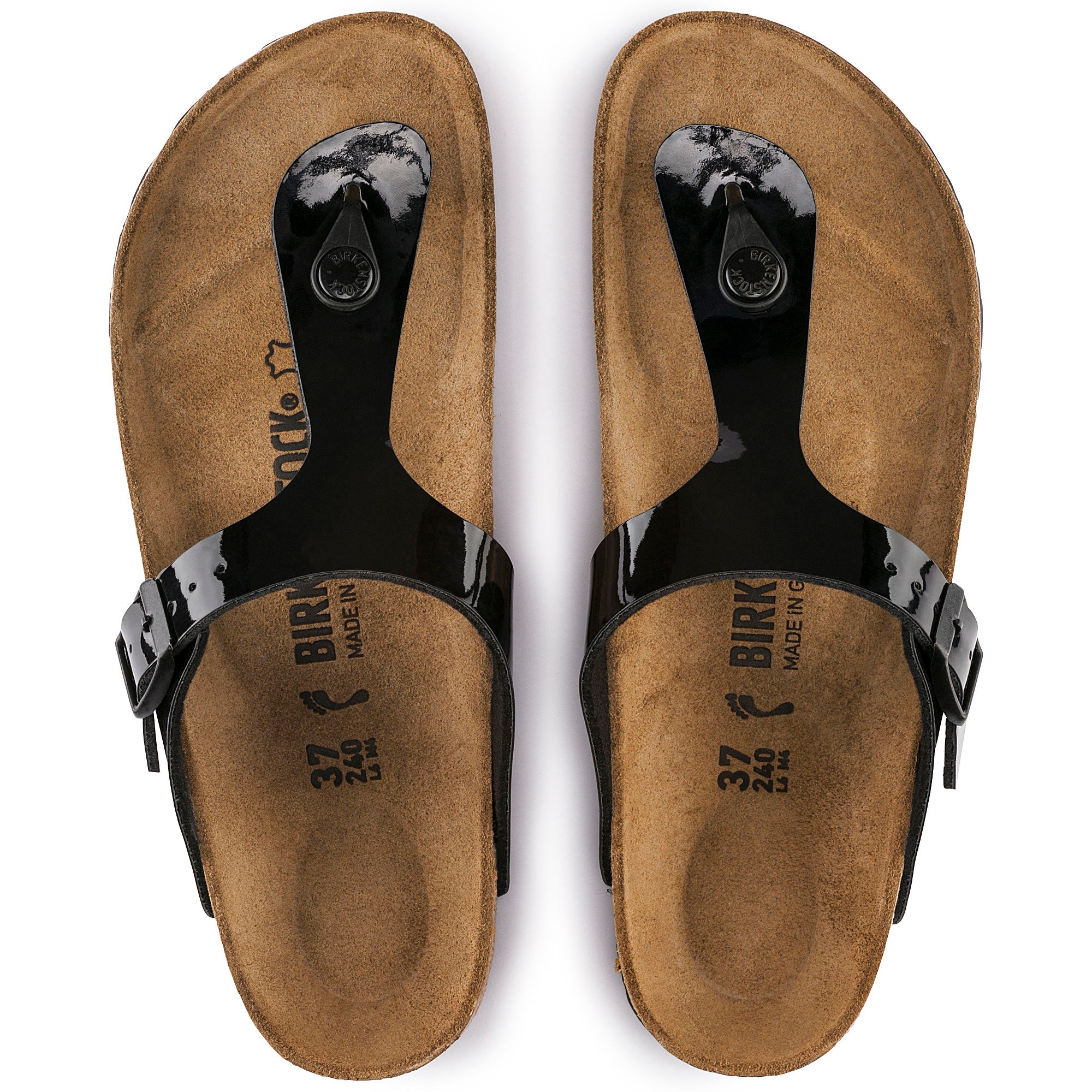 Birkenstock Gizeh black patent Birko-Flor