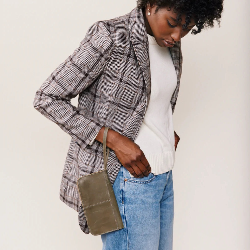 Able Alem Snap Wallet olive leather
