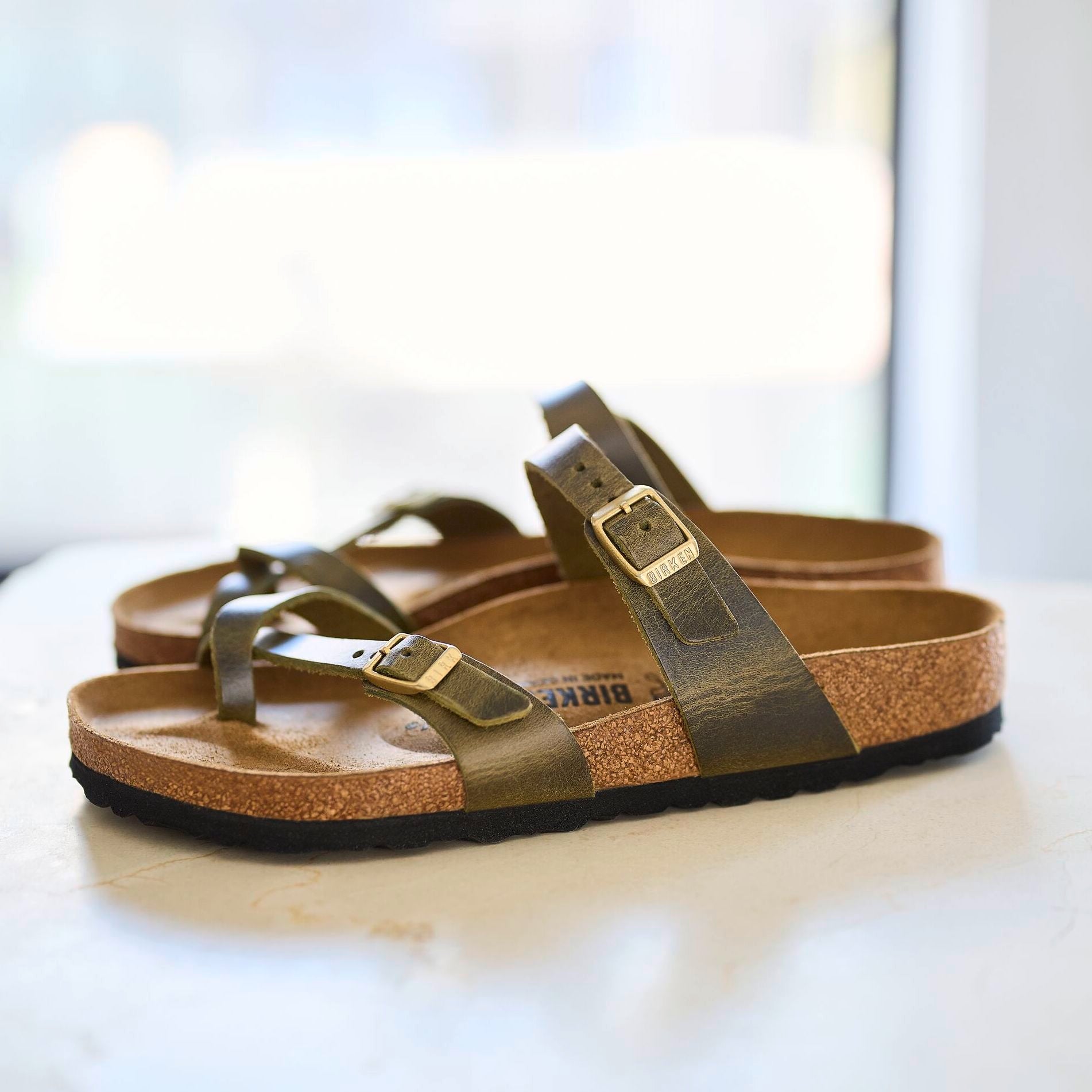 Birkenstock Mayari green olive oiled leather