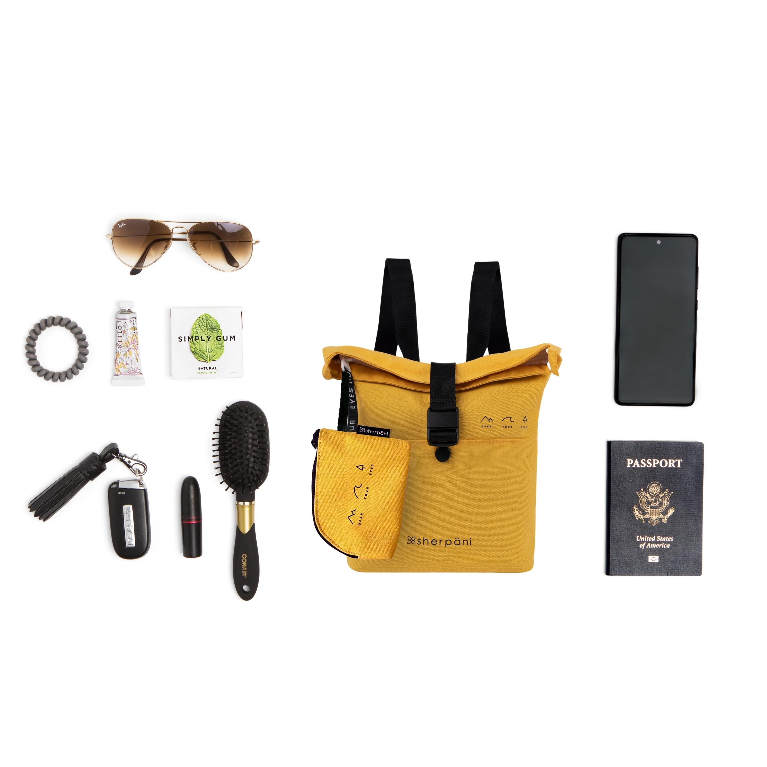 Sherpani Eiko Crossbody Mini Backpack sunflower
